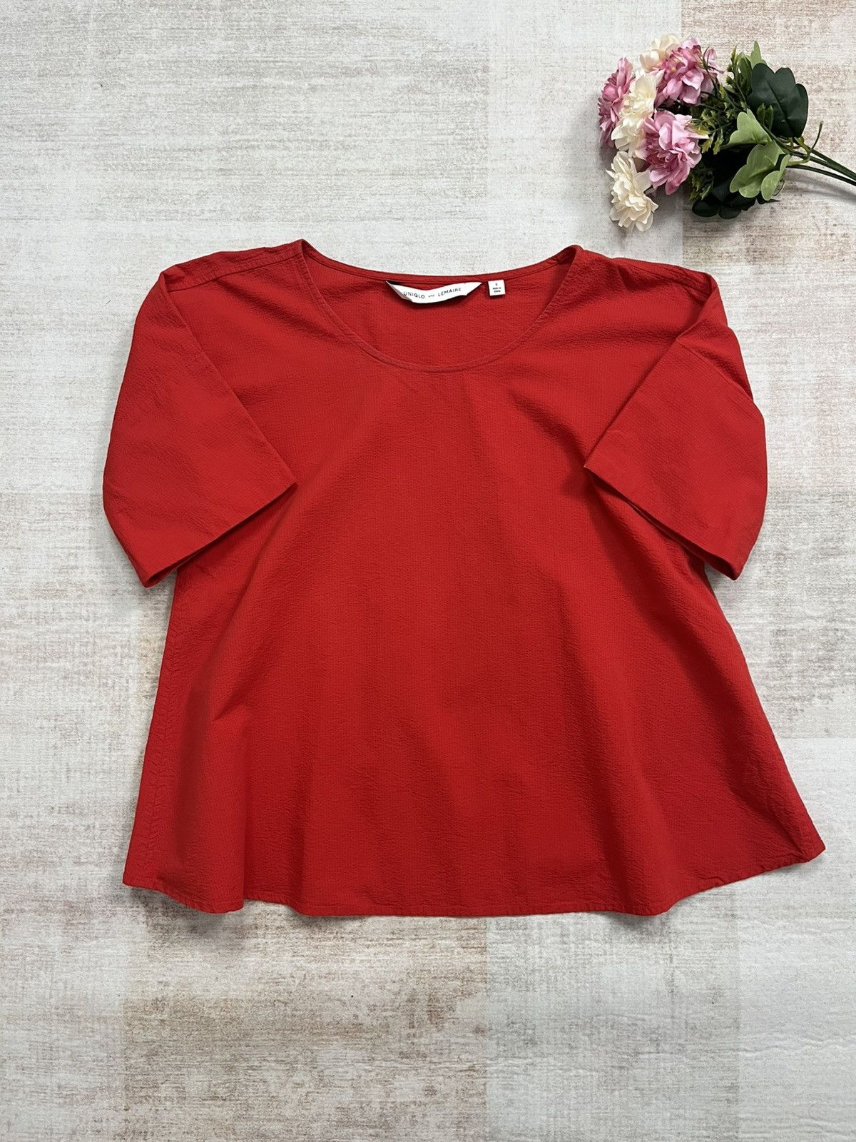 Lemaire × Uniqlo Uniqlo and Lemaire seersucker boxy red blouse Size M / US 6-8 / IT 42-44 - 2 Thumbnail