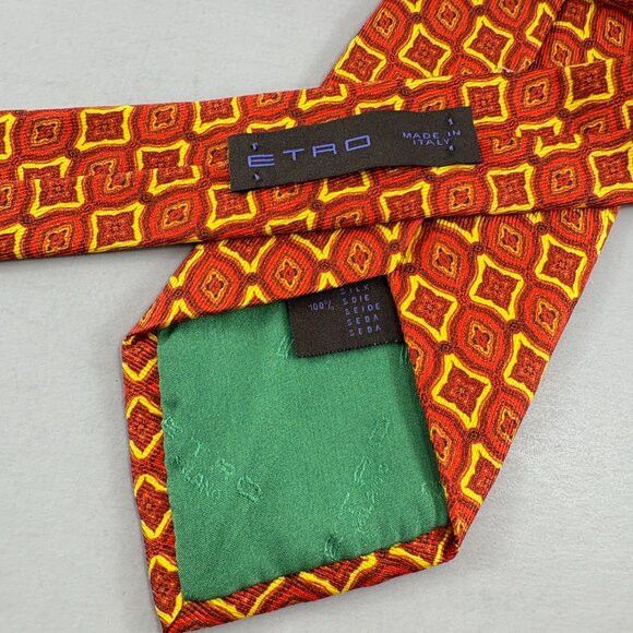 Etro ETRO Orange / Yellow Geometric Men's Tie 3 1/4" x 61" Size ONE SIZE - 3 Thumbnail