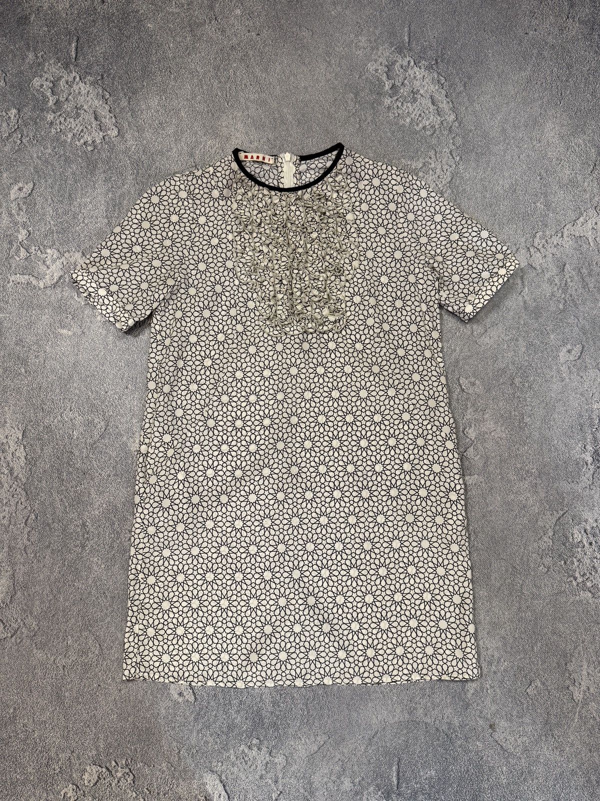Marni Marni Geometric Print Top Ruffle Front Dress Size L / US 10 / IT 46 - 1 Thumbnail