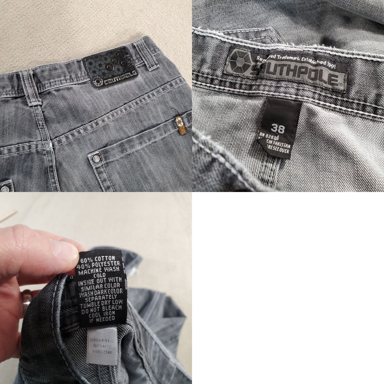 Southpole VINTAGE Southpole Jeans Mens 38x31 Gray Baggy Loose Skater Wide Leg Hip Hop Y2K Denim Hip Hop 90s Mens Jeans Size US 38 / EU 54 - 10 Thumbnail