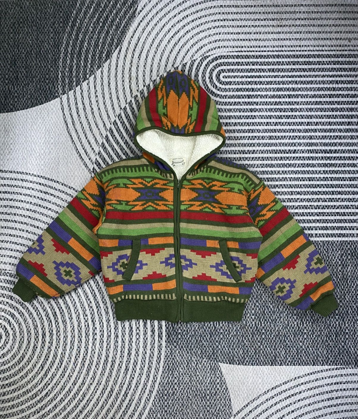 Japanese Brand Vtg City Call Lining Sherpa Wool Navajo Style Zip-Up Hoodies Size US L / EU 52-54 / 3 - 1 Thumbnail