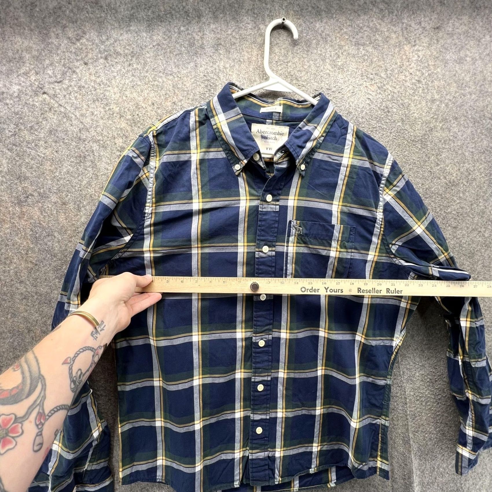 Abercrombie & Fitch Abercrombie & Fitch Shirt Mens 2XL Blue Plaid Long Sleeve Button Front Slim Size US XXL / EU 58 / 5 - 3 Thumbnail
