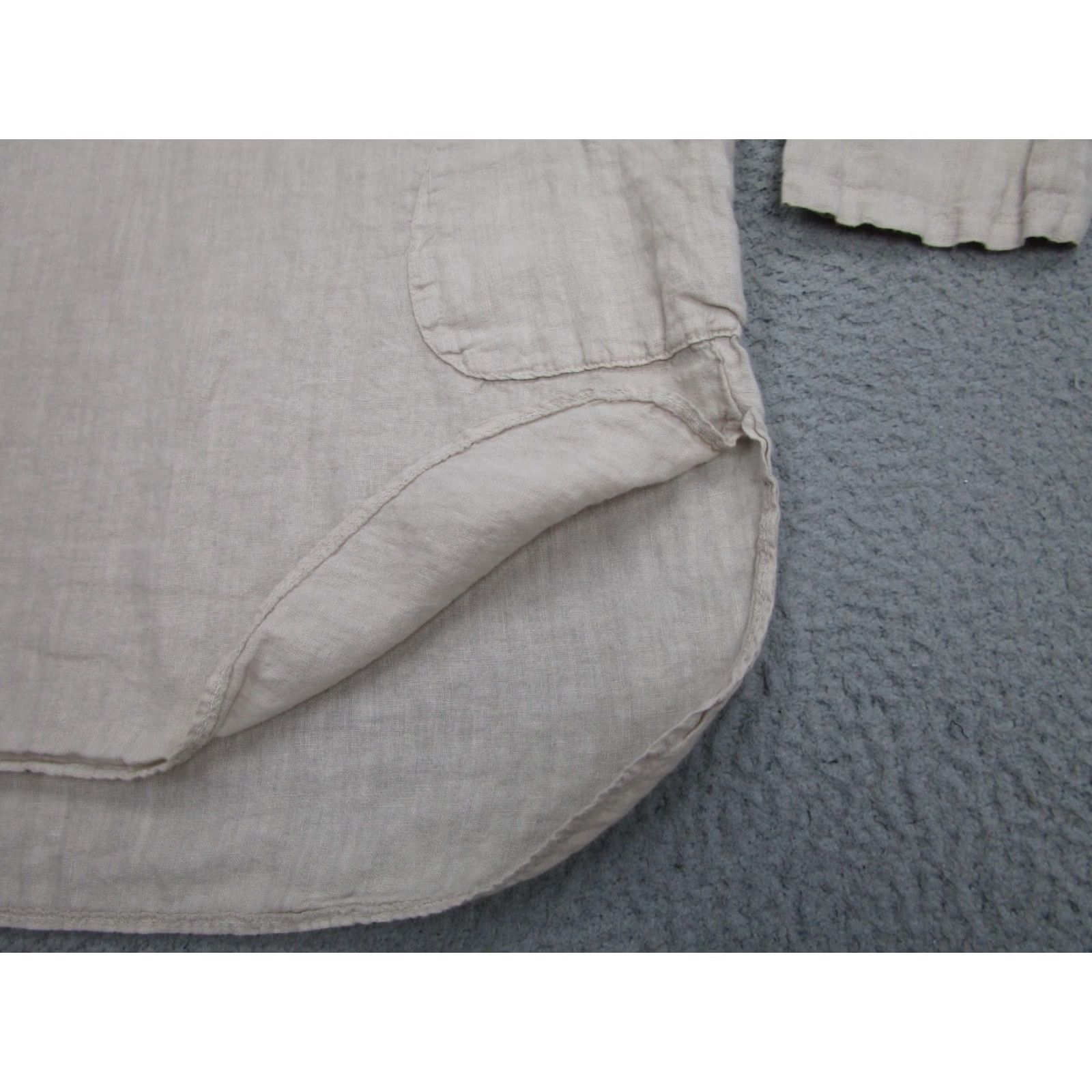 Vintage Francesca Bettini Linen Dress Womens S Beige Oatmeal Cottagecore Italy Tunic Shirt Dress Size S / US 4 / IT 40 - 4 Thumbnail