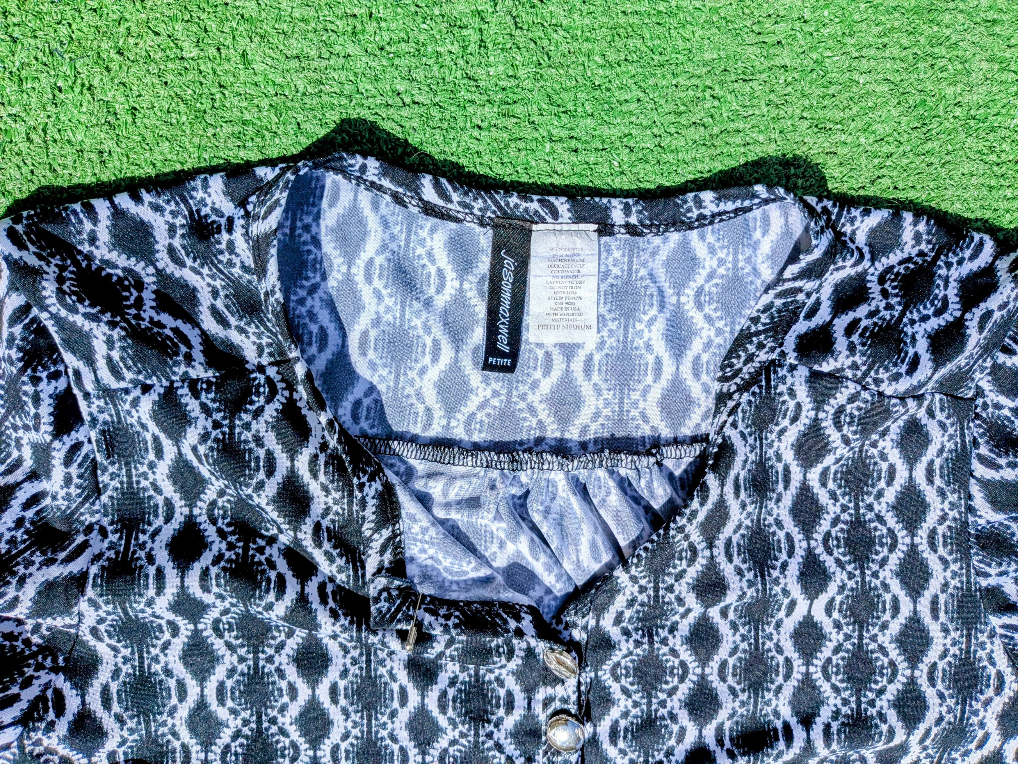 Designer Jason Maxwell Petite 3/4 Sleeve Split Neck Pullover Blouse Size M / US 6-8 / IT 42-44 - 5 Thumbnail