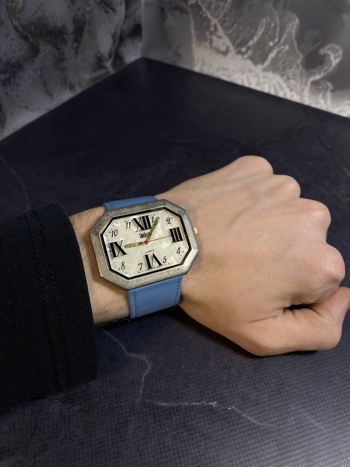 Vintage Octagonal Watch with Roman Numerals Japanese brand