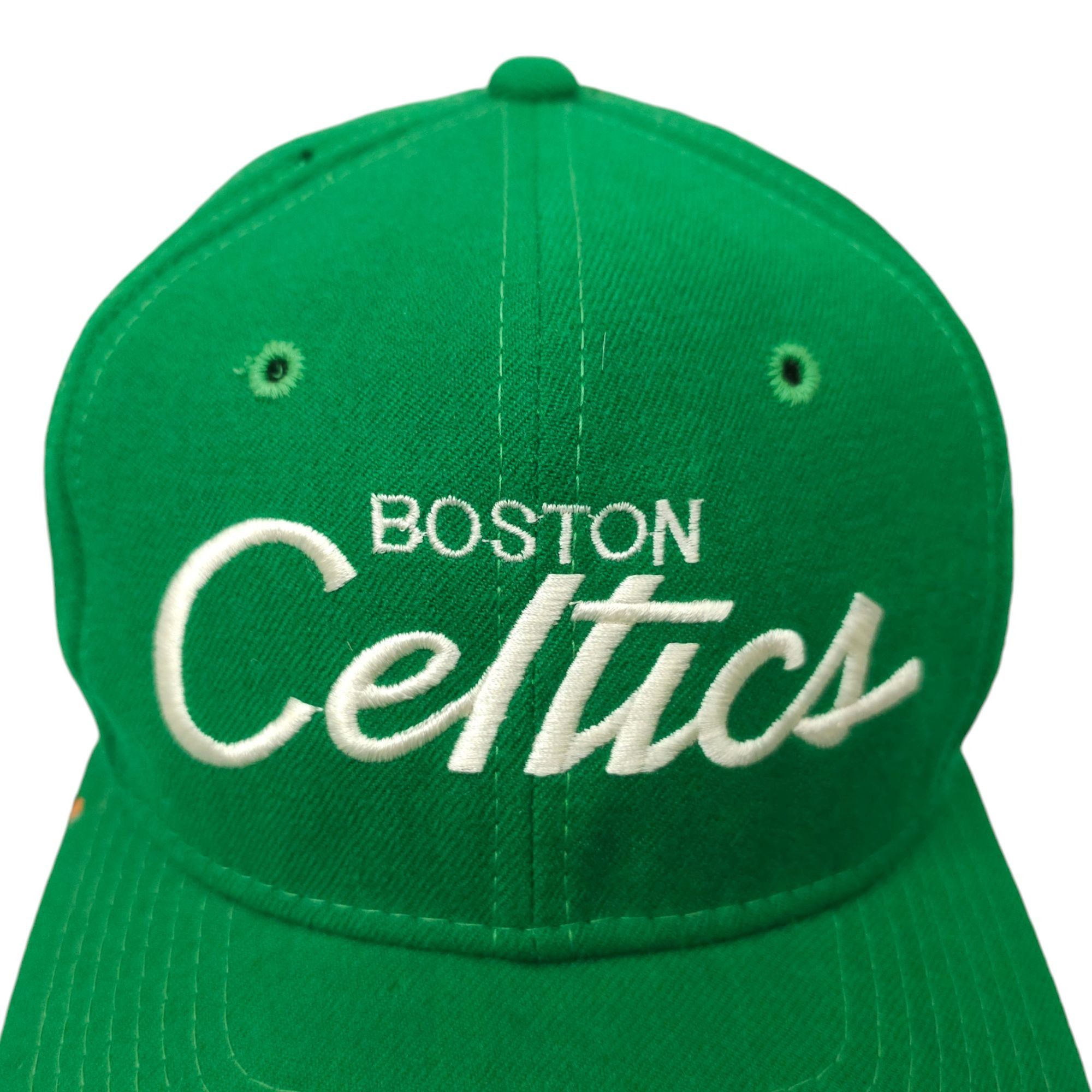 Sports Specialties Boston Celtics Script Cap Vtg 90s READ Moth Holes Snapback Size ONE SIZE - 12 Thumbnail