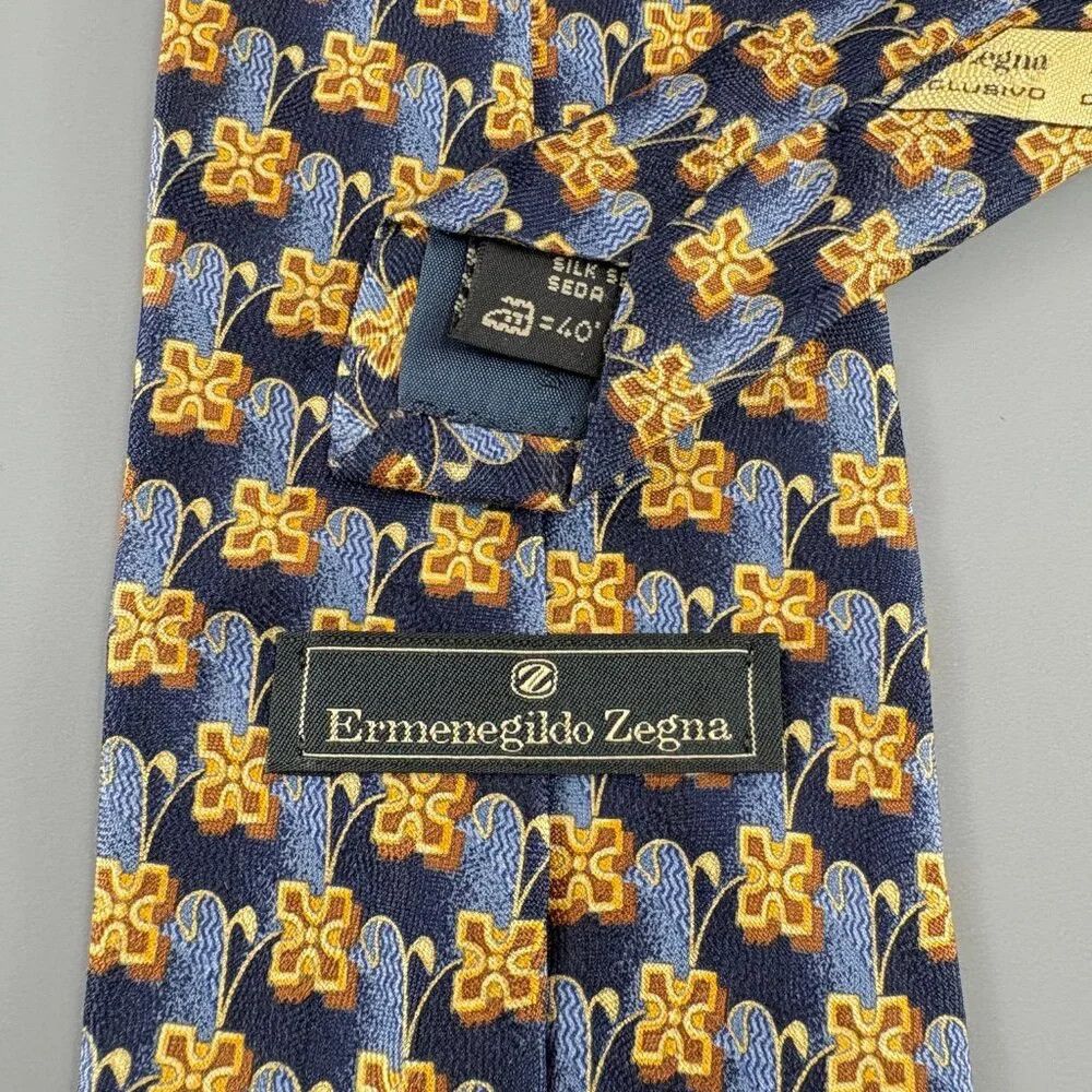 Ermenegildo Zegna Ermenegildo Zegna Exclusive Men's Tie Blue / Gold Size ONE SIZE - 3 Thumbnail