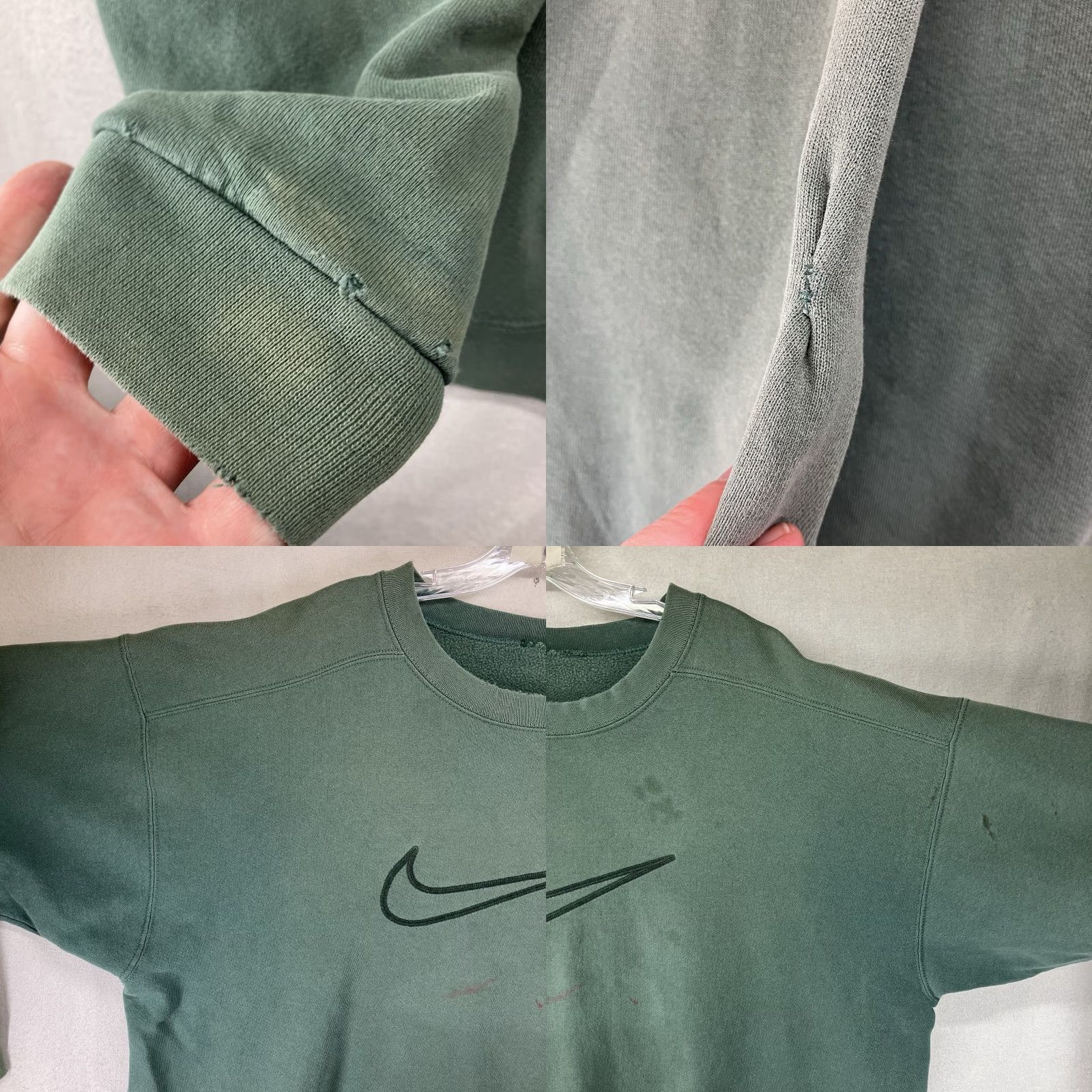 Nike VINTAGE Nike Sweatshirt Mens XL Big Front Embroidered Swoosh Faded Sage Grunge Street 90s USA Skater Crew Neck Long Sleeve Pullover Cotton Polyester Size US XL / EU 56 / 4 - 8 Thumbnail