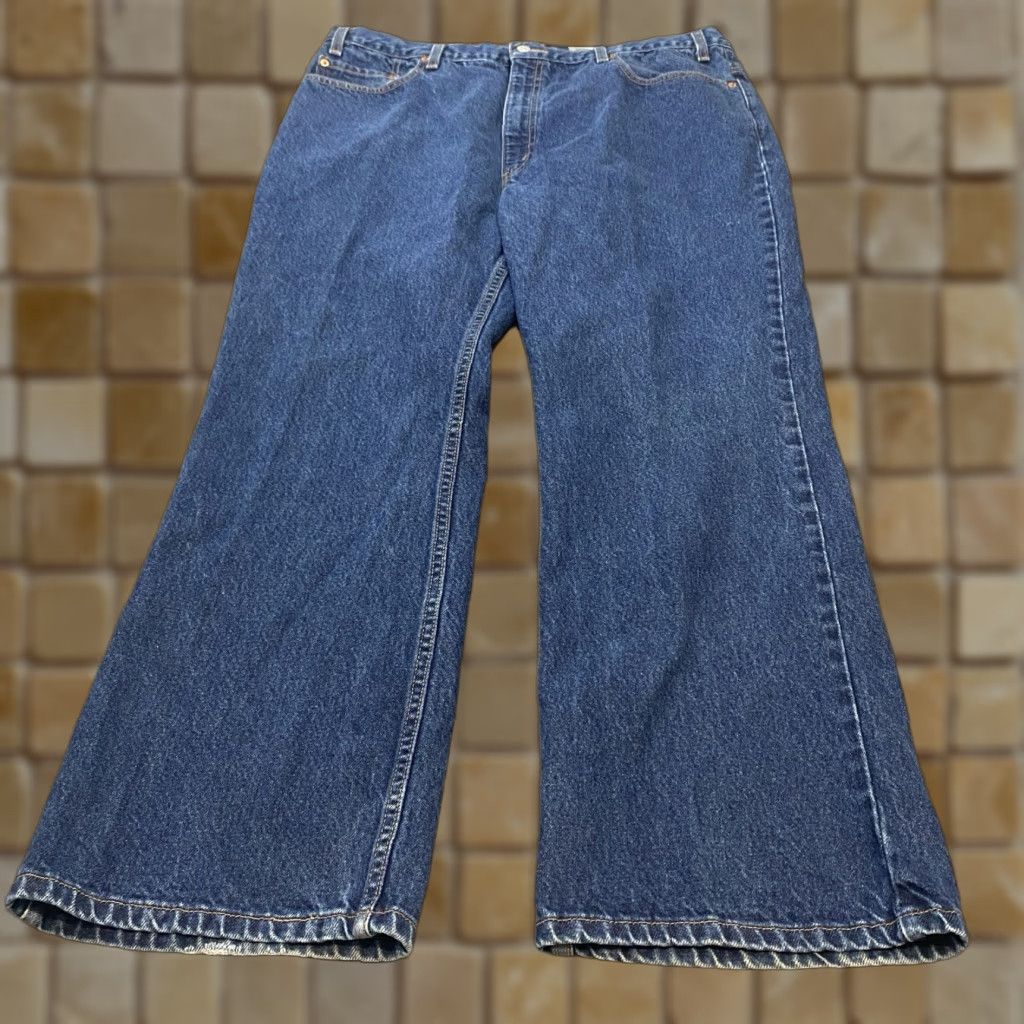 VINTAGE Levi's 517 Jeans Bootscut Denim Blue 39 Mens Regular 30in Inseam 39x30 Distressed Western Cowboy Logo USA Mens