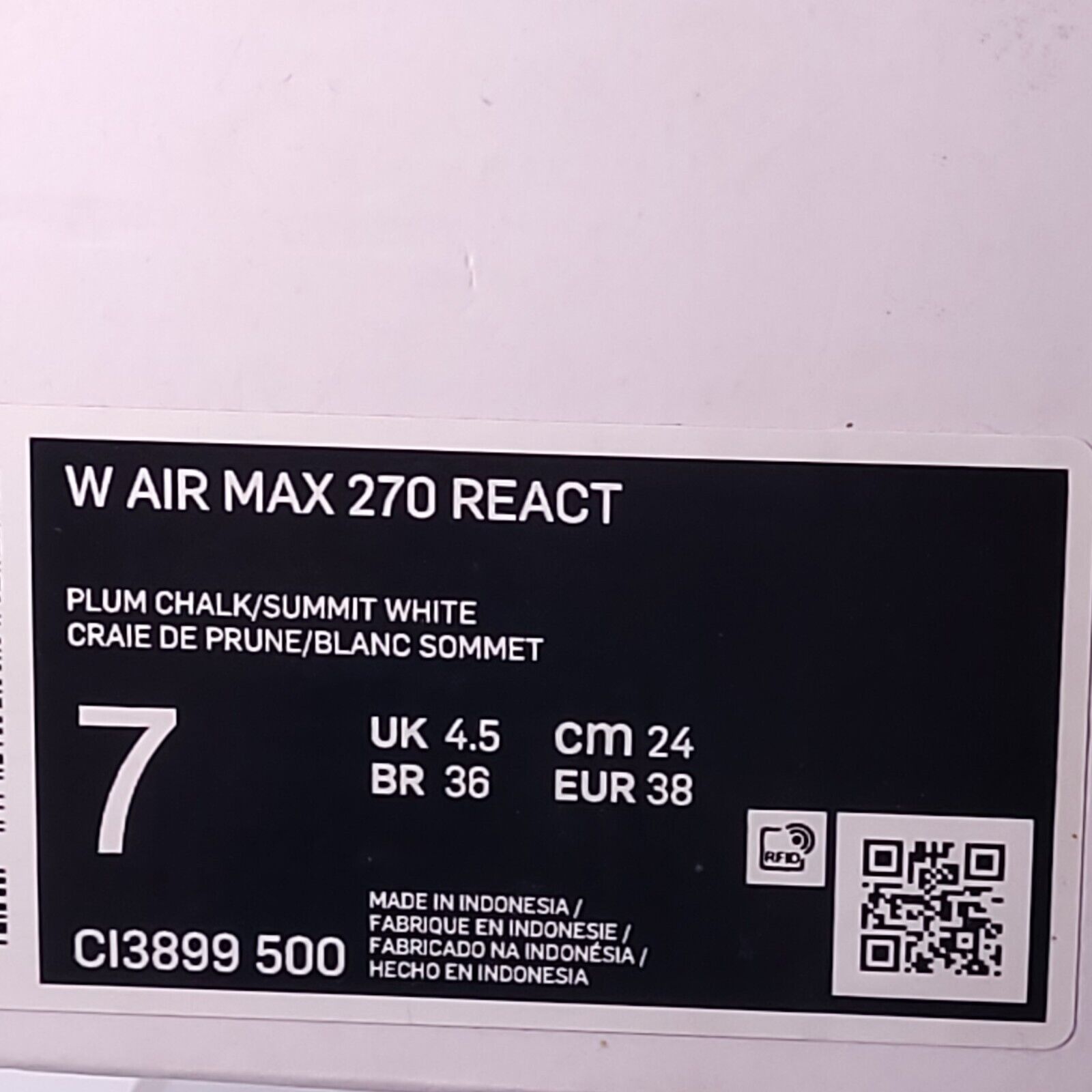 Nike Nike Air Max 270 React Shoe Womens Size 7 CI3899-500 Pink Size US 7 / IT 37 - 9 Thumbnail