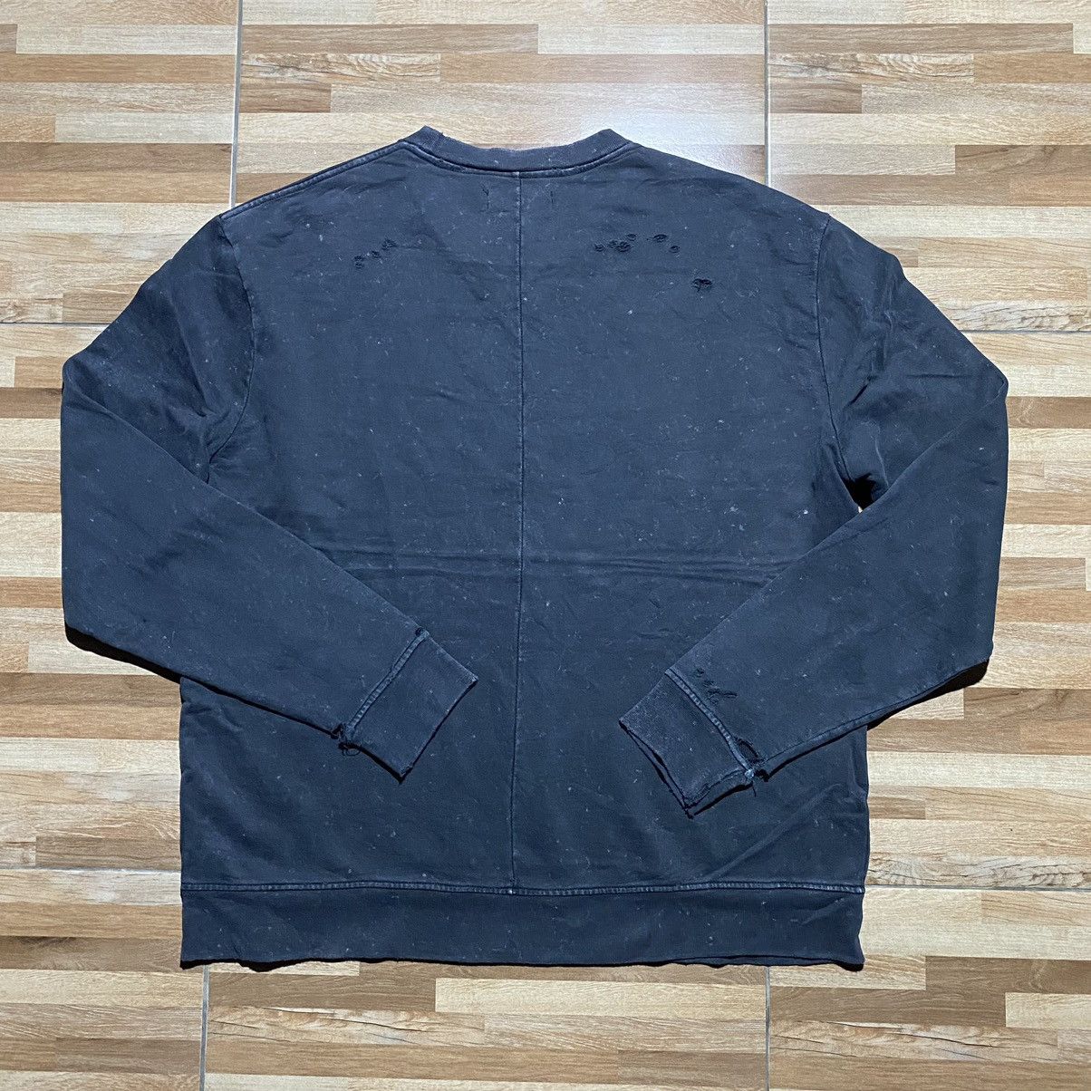 Allsaints Allsaint Reid Crewneck Black Acid Wash Holes Size US L / EU 52-54 / 3 - 2 Thumbnail
