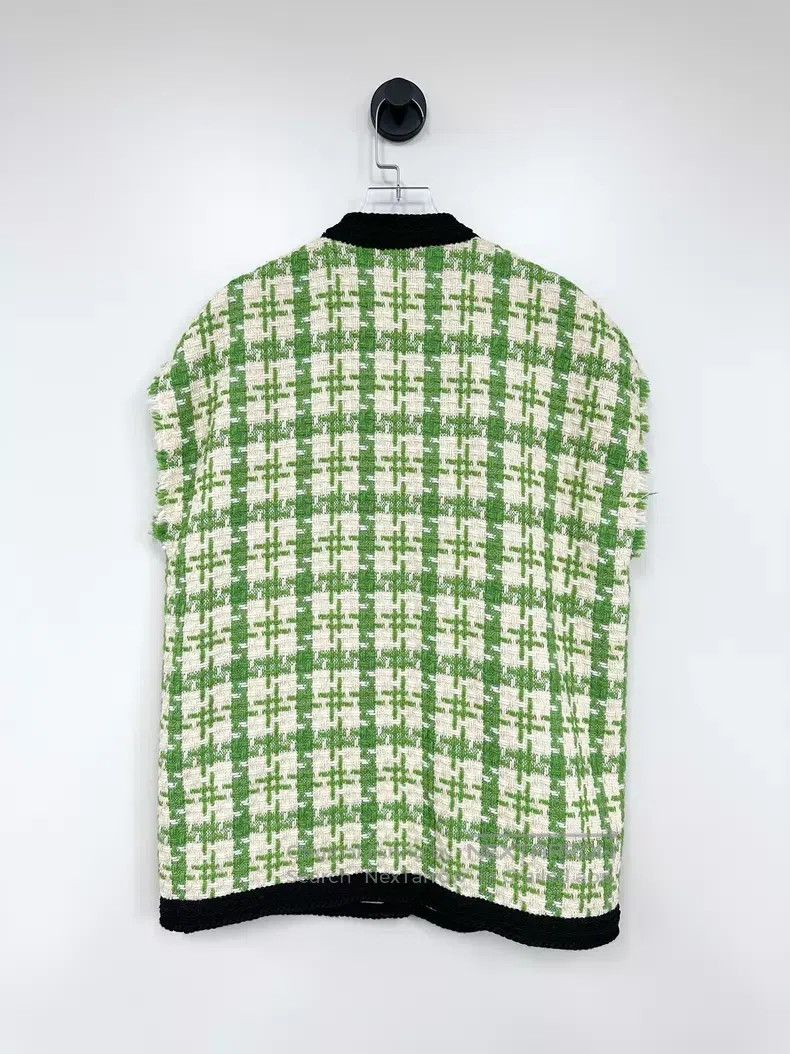 Gucci Gucci White and green tweed small fragrant vest jacket Size XS / US 0-2 / IT 36-38 - 2 Thumbnail