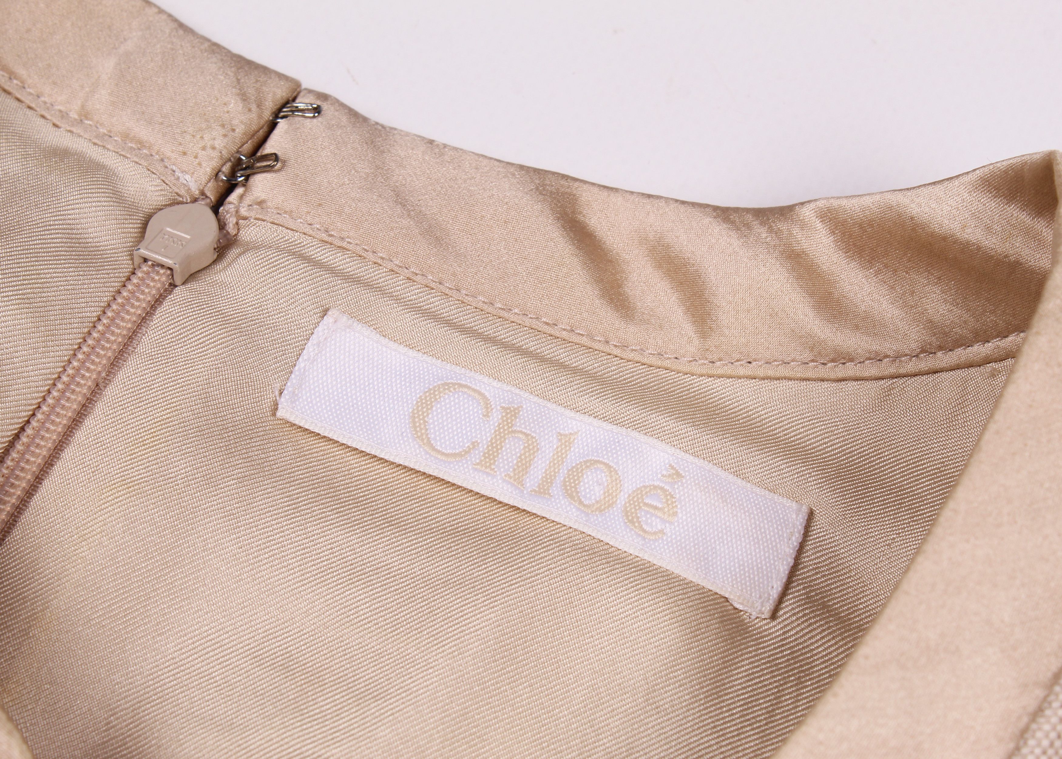 Chloe × Vintage Vintage Chloe 90's Stone Embroidered Linen Blend Dress Size S / US 4 / IT 40 - 9 Thumbnail