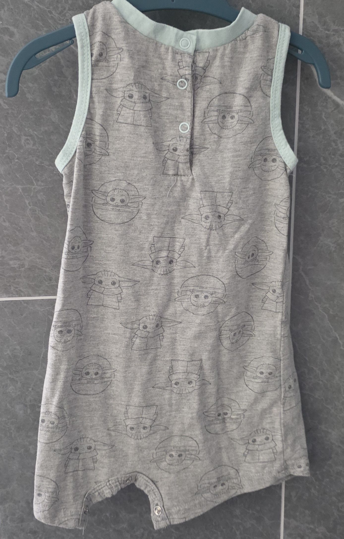 Star Wars NWOT Star Wars Baby Yoda Gray Pocket Tank Romper 24 Months Size US XXS / EU 40 - 2 Thumbnail