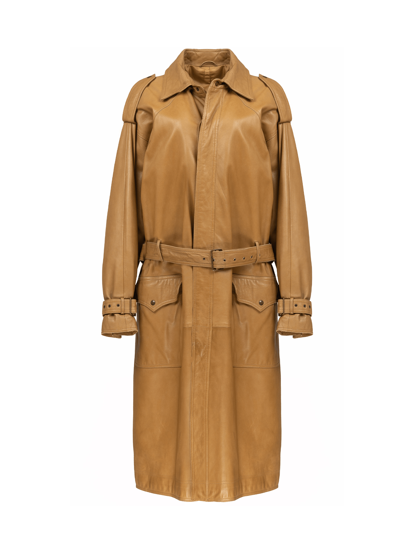 Saint Laurent Paris Saint Laurent monogram lined leather belted coat Size US L / EU 52-54 / 3 - 1 Thumbnail