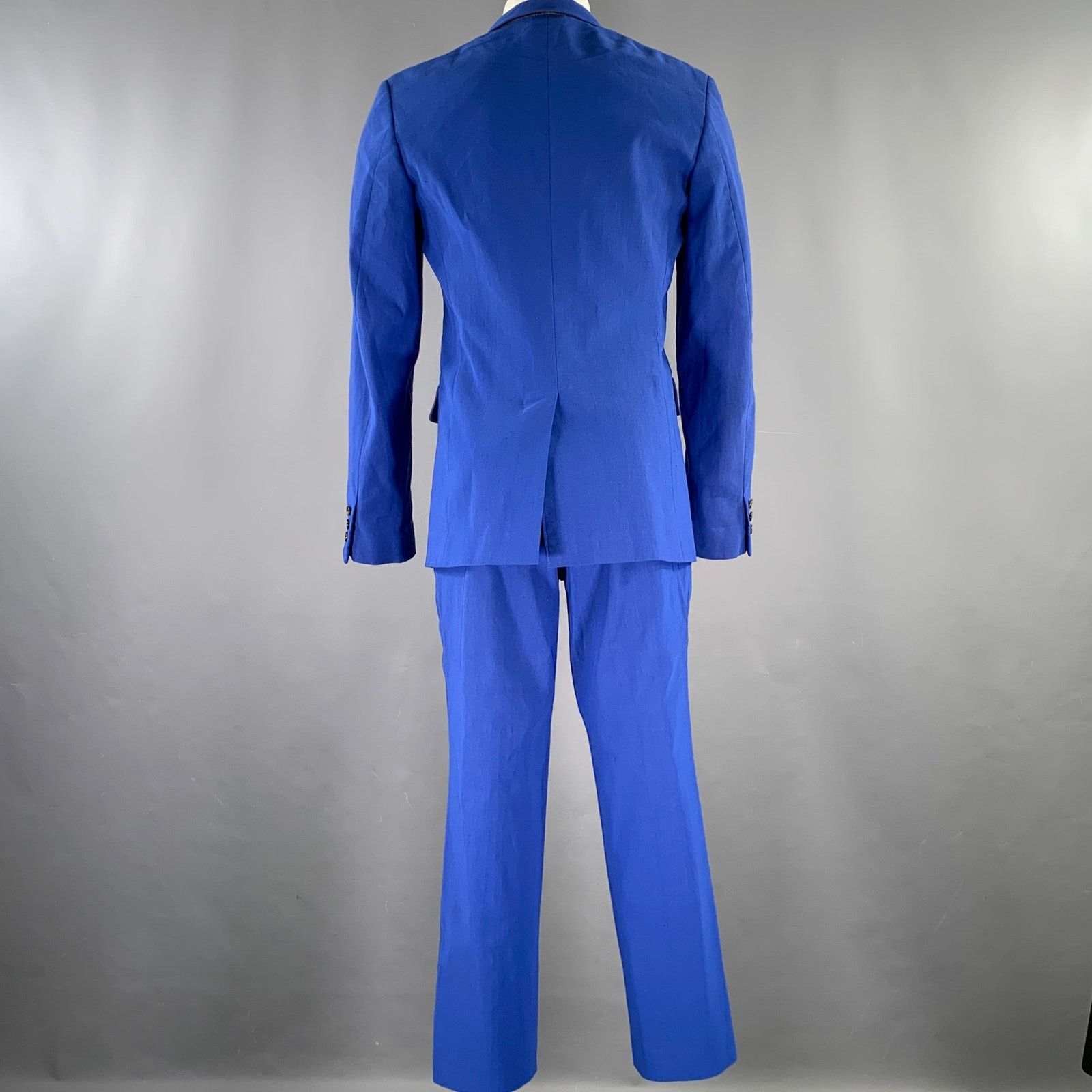Comme des Garcons Homme Plus Size M Blue Linen Notch Lapel Suit Size 40R - 4 Thumbnail