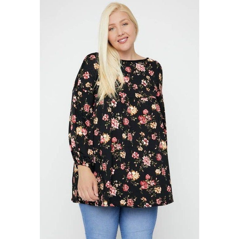 Other Poliana Plus Womens Floral Black Tunic Top 2XL Rayon/Polyest Size XXL / US 16-18 / IT 52-54 - 1 Thumbnail