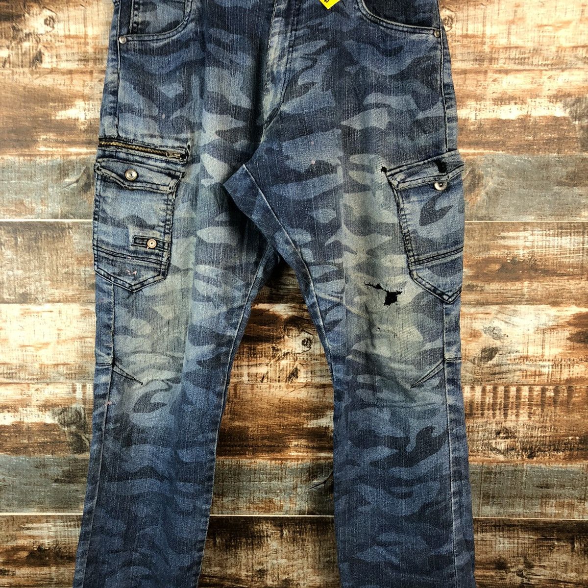 Japanese Brand Z Dragon camo Blue Distressed Denim vintage Pants #A2167 Size US 33 - 5 Thumbnail