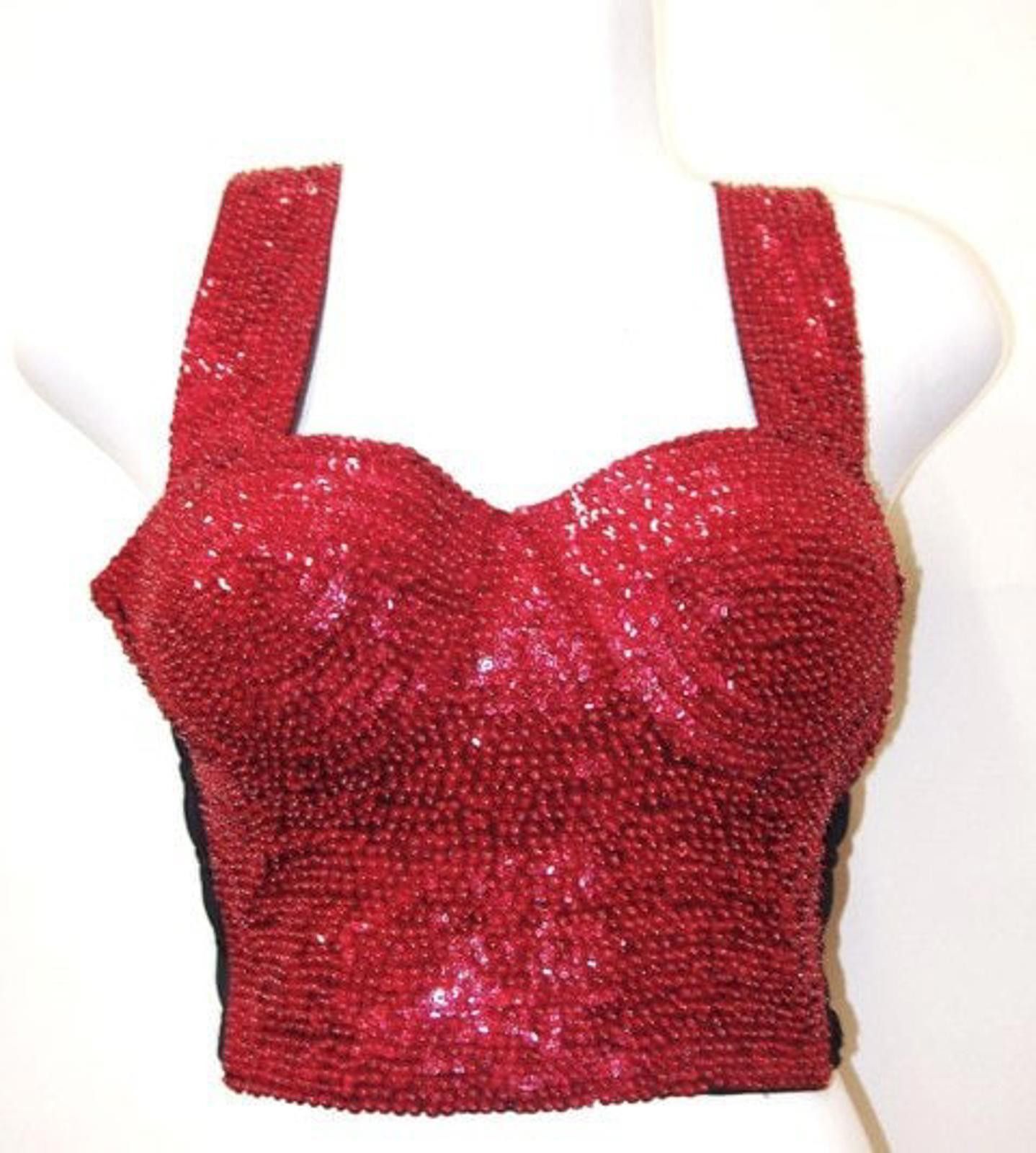 Designer Sequin Bustier Halter Top RED (size XL only) Size XL / US 12-14 / IT 48-50 - 1 Preview