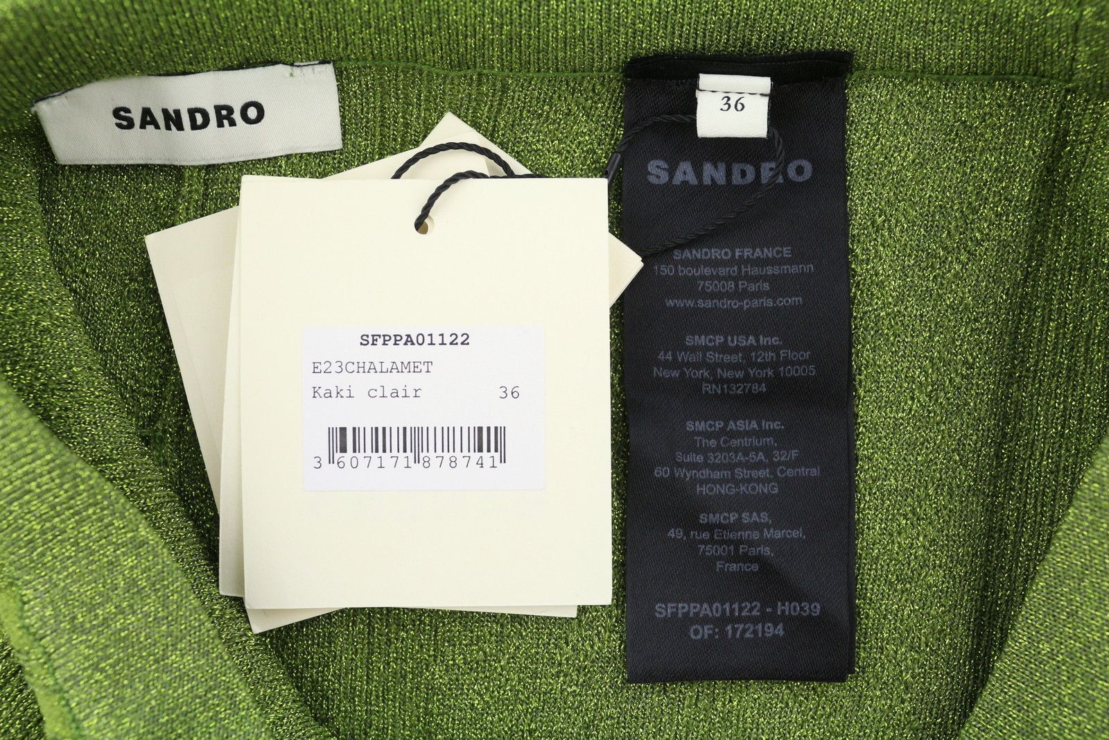 Sandro CHALAMET 36 S Green Shiny Flared Cable Knit 88502 Size 24" / US 00 / IT 34 - 6 Thumbnail