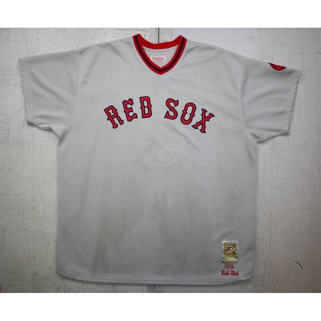 Mitchell & Ness Red Sox Babe Ruth #3 1918 Mitchell & Ness Cooperstown Jersey Size US XXL / EU 58 / 5 - 1 Thumbnail
