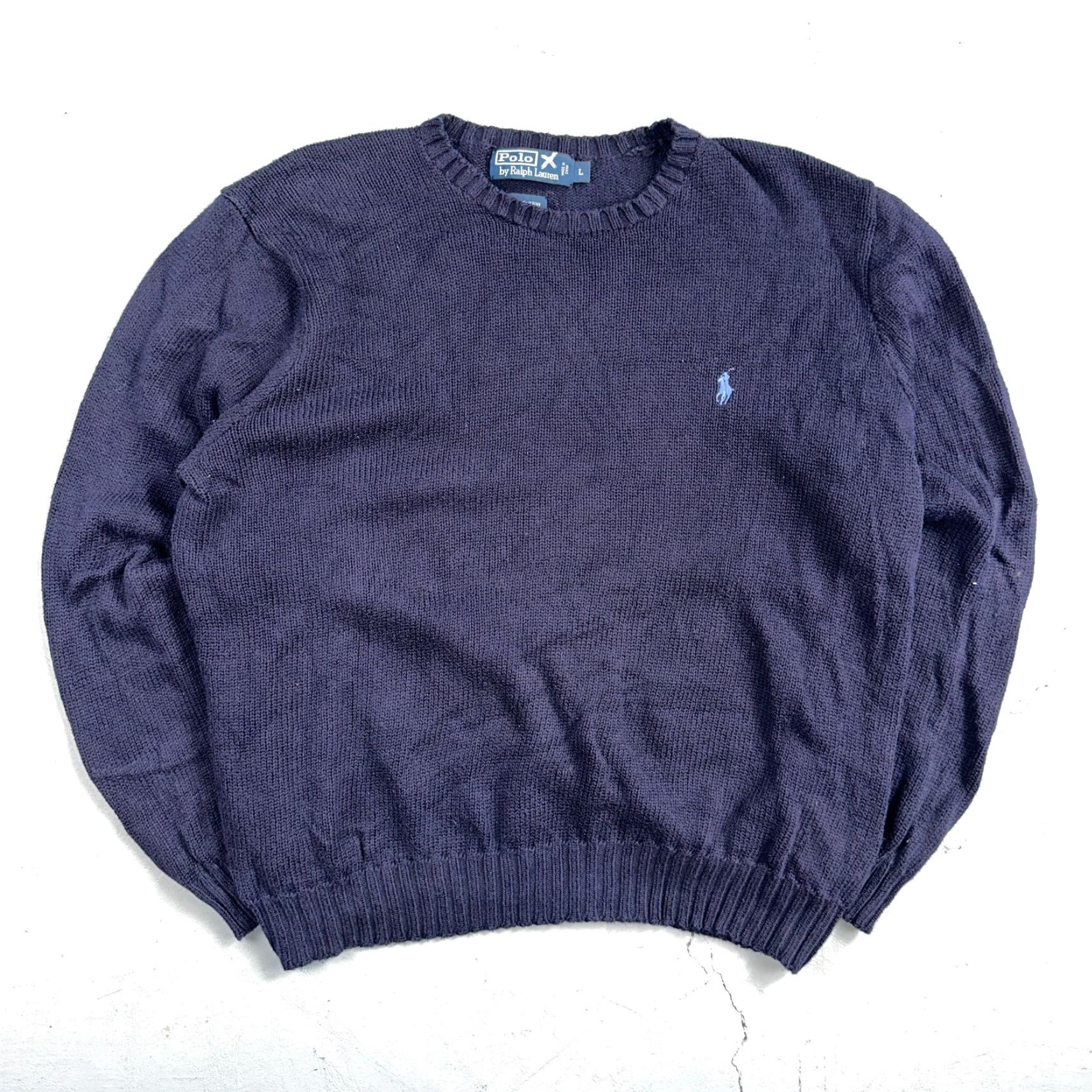 Polo Ralph Lauren VINTAGE Polo Ralph Lauren Knit Crew Neck Sweater Blue Long Sleeve Cotton Size L Mens VTG 90s Size US L / EU 52-54 / 3 - 2 Thumbnail
