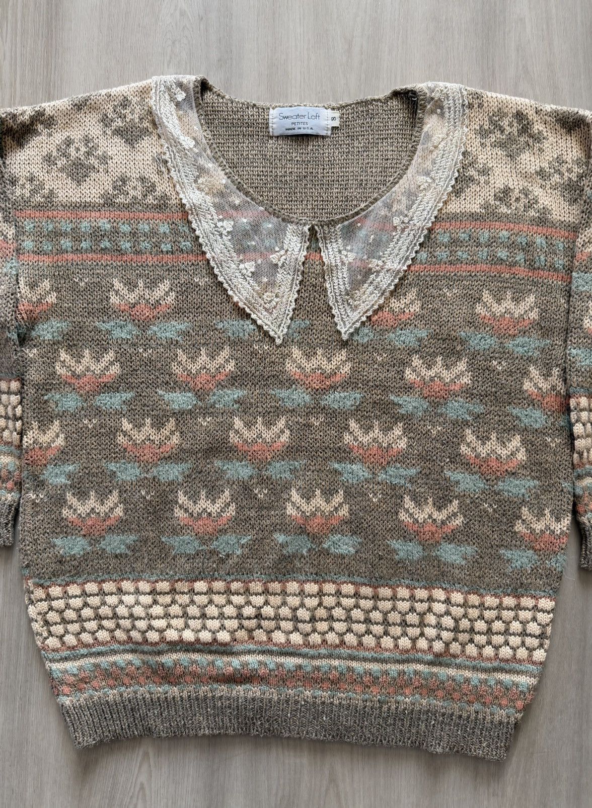 Vintage Vintage Sweater Loft Knit Sweater Collar Cottage Floral Sz S Size S / US 4 / IT 40 - 2 Thumbnail