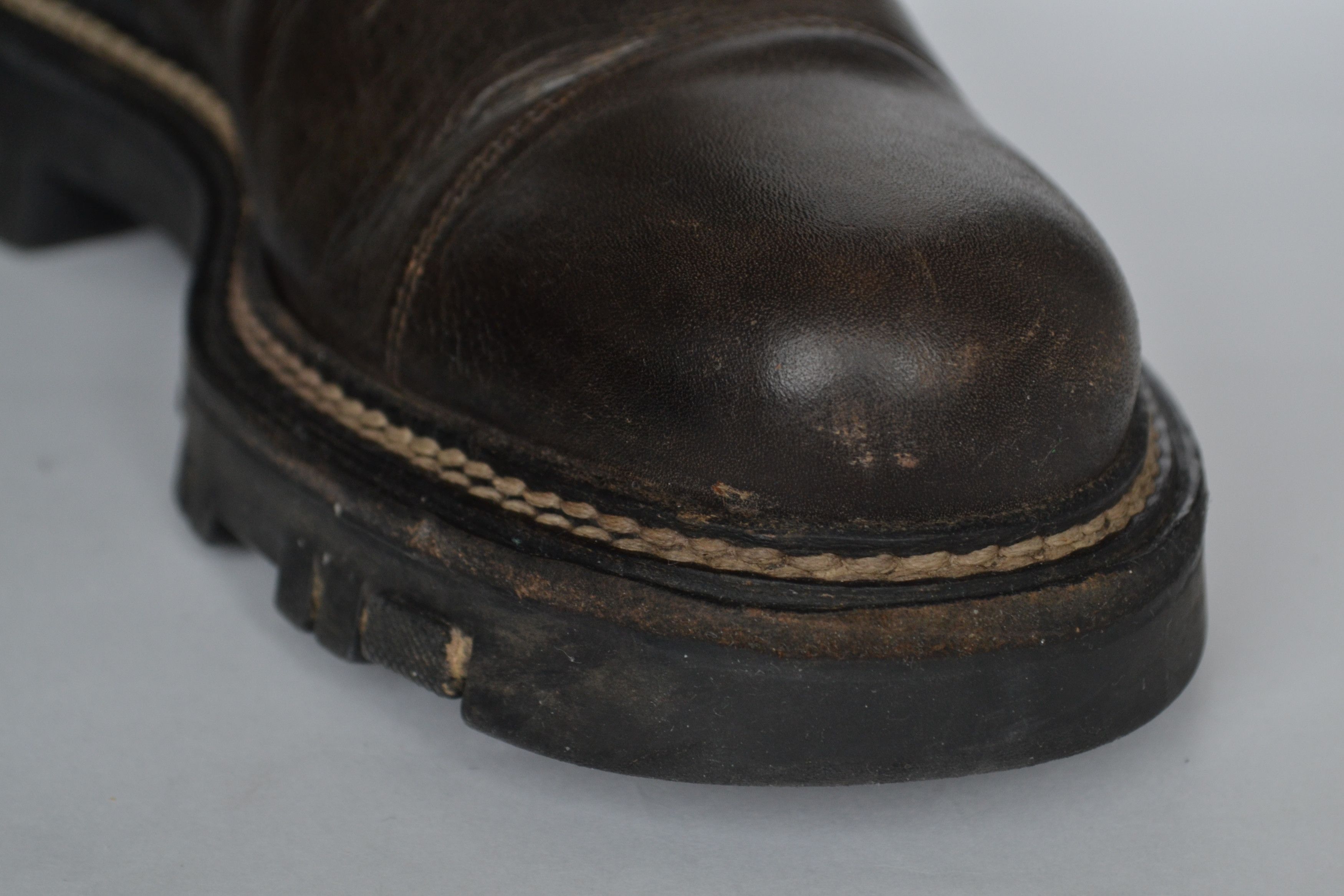 Prada 🔴 PRADA Boots Vintage Leather Tall Brown Khaki Front Zip Size US 10 / IT 40 - 15 Thumbnail