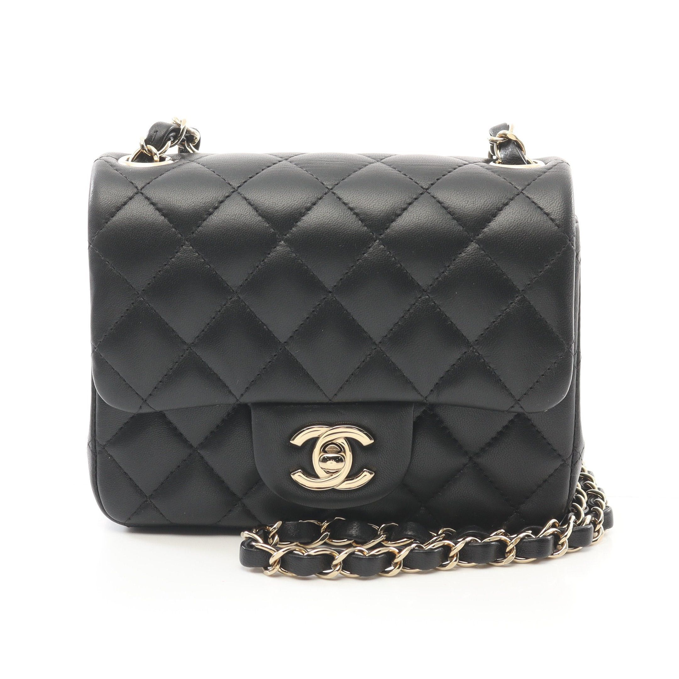 Chanel Chanel Mini Matelasse Chain Shoulder Bag Lambskin Black Gold Hardware Size ONE SIZE - 1 Thumbnail