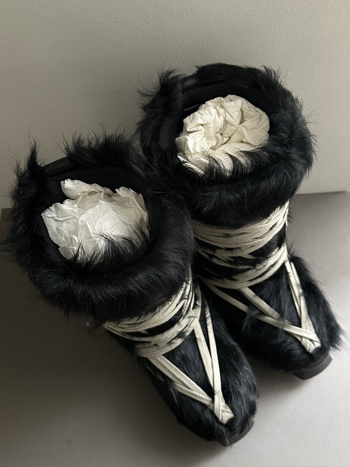 Rick Owens Rick Owens black Pony-Hair Megalace Lunar Boots Size US 6 / IT 36 - 4 Thumbnail