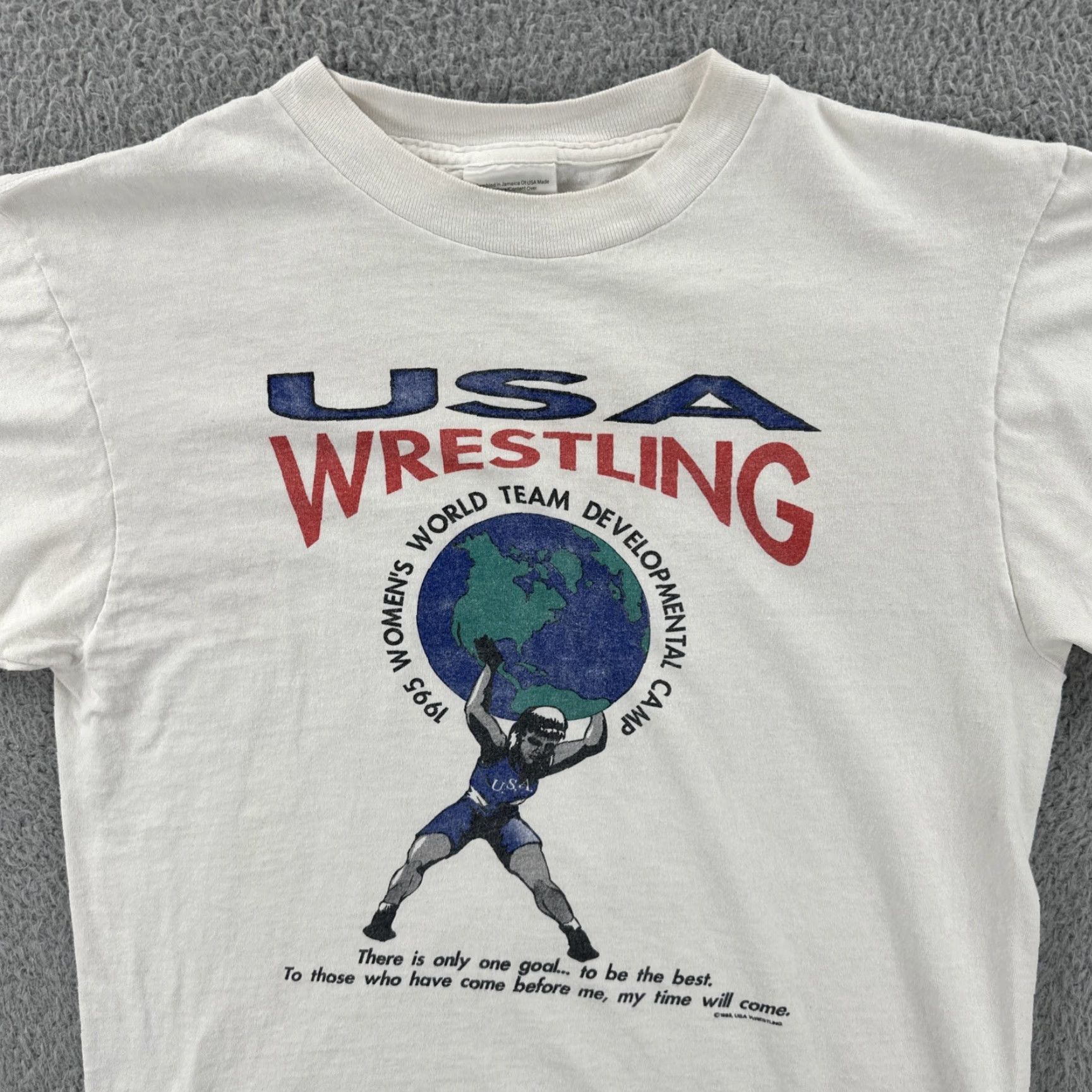 Tultex VINTAGE Tultex Mens M White Shirt USA 90s Graphic Print T-Shirt Womens Wrestling Camp Size M / US 6-8 / IT 42-44 - 5 Thumbnail