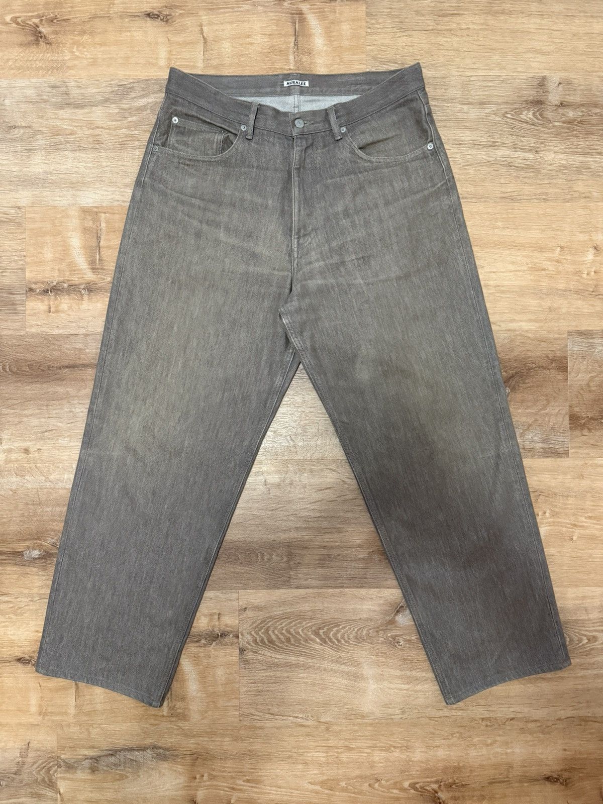 Auralee Auralee Hard Twist Brown Denim Wide Pants | Grailed