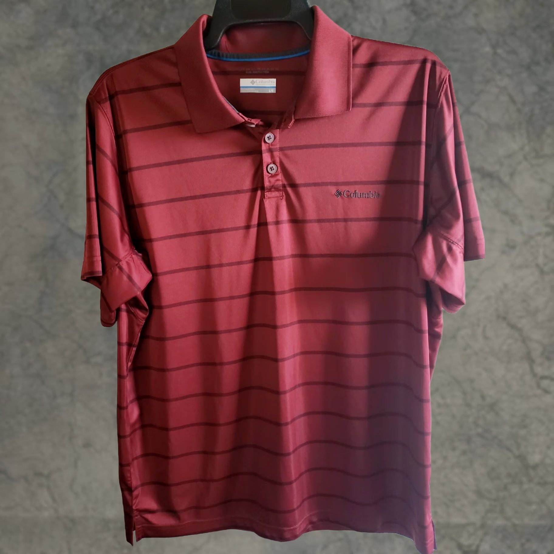 Vintage Columbia Polo Shirt Men's XL GARNET Striped Omni Shade Short Sleeve Performance Size US XL / EU 56 / 4 - 1 Thumbnail
