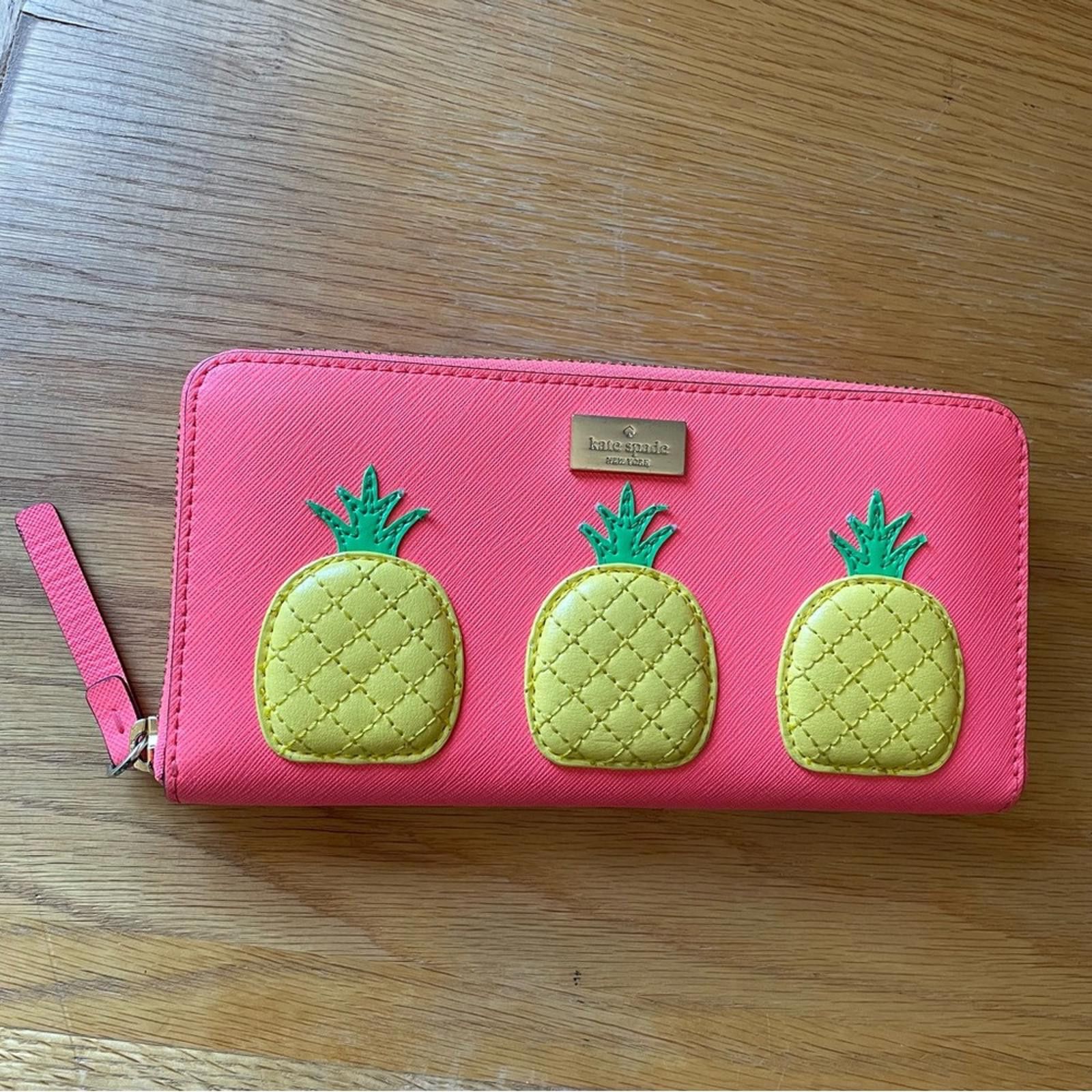 Designer Kate Spade Pineapple Neda Long Wallet Geranium Pink EUC Size ONE SIZE - 1 Thumbnail