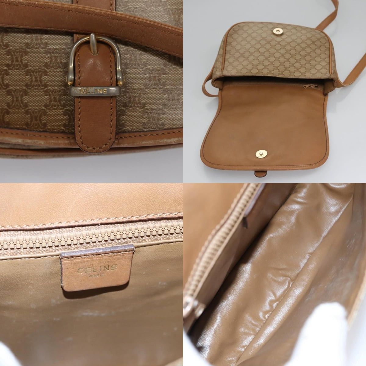 Celine CELINE Macadam Canvas Shoulder Bag Beige Size ONE SIZE - 11 Thumbnail