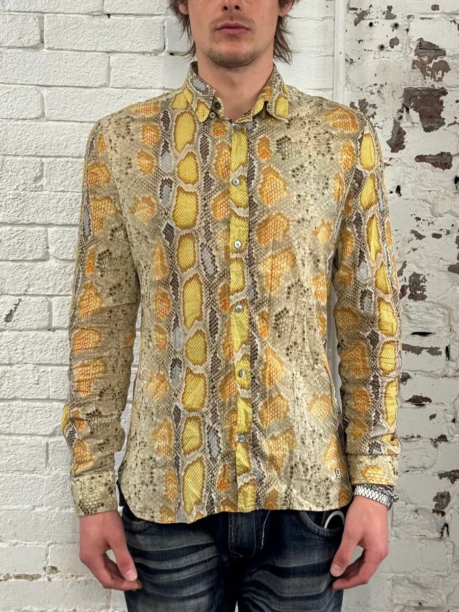 John Galliano SS2012 John Galliano Yellow Python Snake Print Silk Shirt Size US S / EU 44-46 / 1 - 2 Thumbnail
