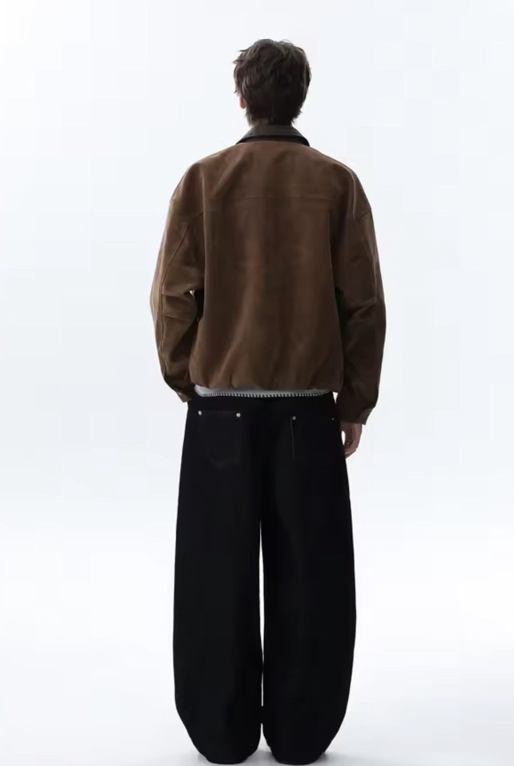 Japanese Brand Suede-Effect PU Leather Trucker Jacket – Boxy Minimalist Size US XXL / EU 58 / 5 - 4 Thumbnail
