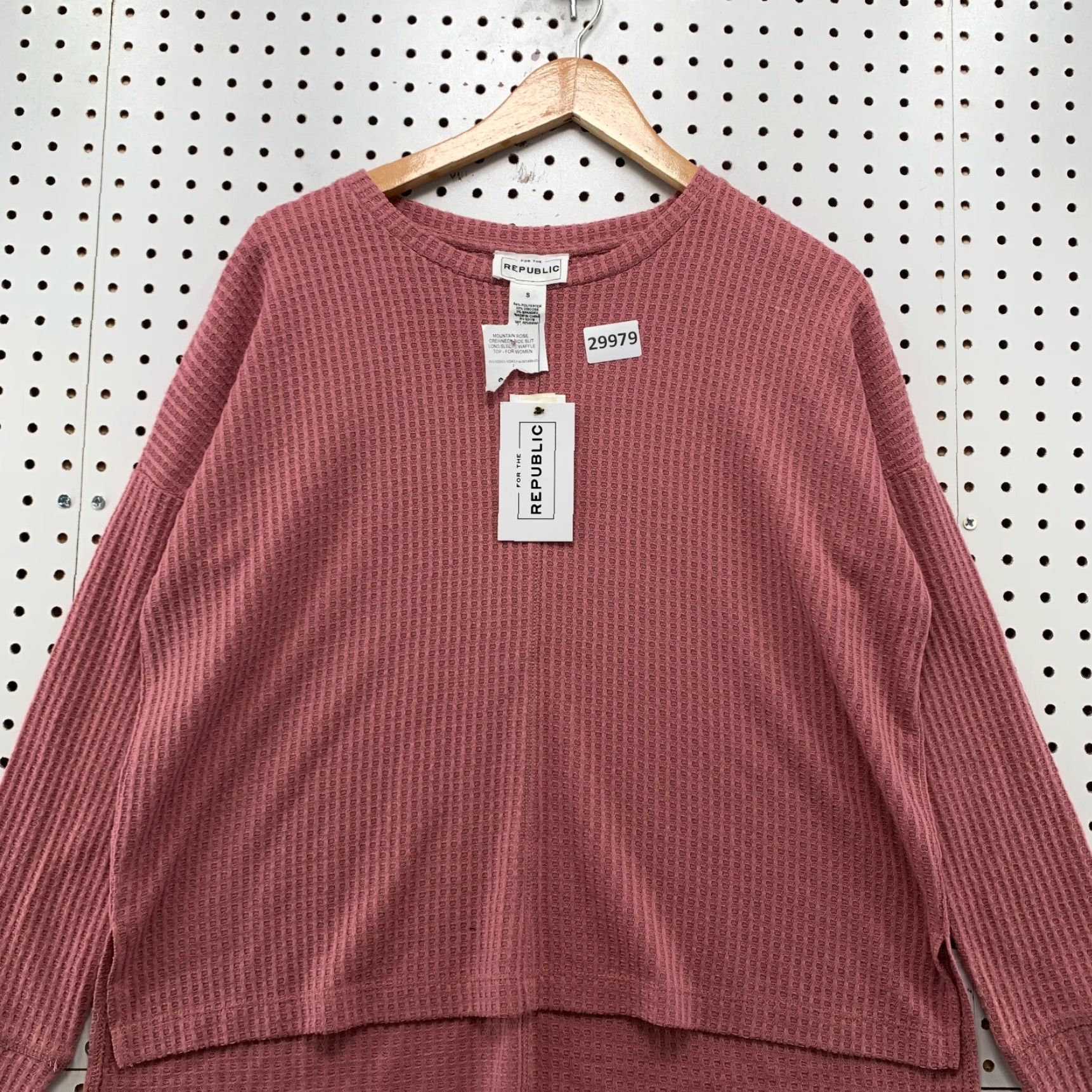 Vintage NEW For The Republic Red Waffle Knit Long Sleeve Shirt Womens Small Basic Size S / US 4 / IT 40 - 6 Thumbnail