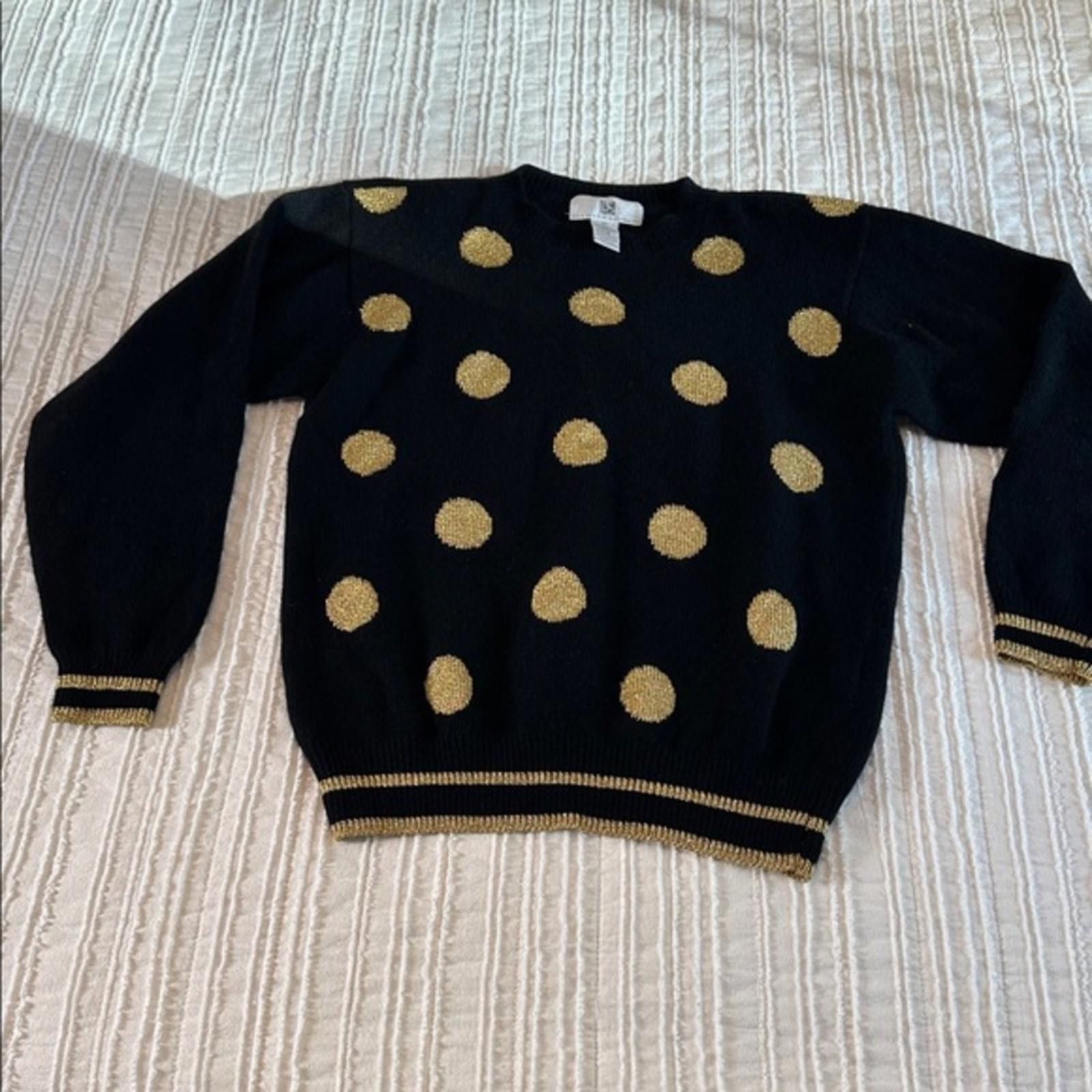 Other Vintage sz Small Sweater Wool Blend Black Gold 80’s Vintage Size S / US 4 / IT 40 - 2 Thumbnail