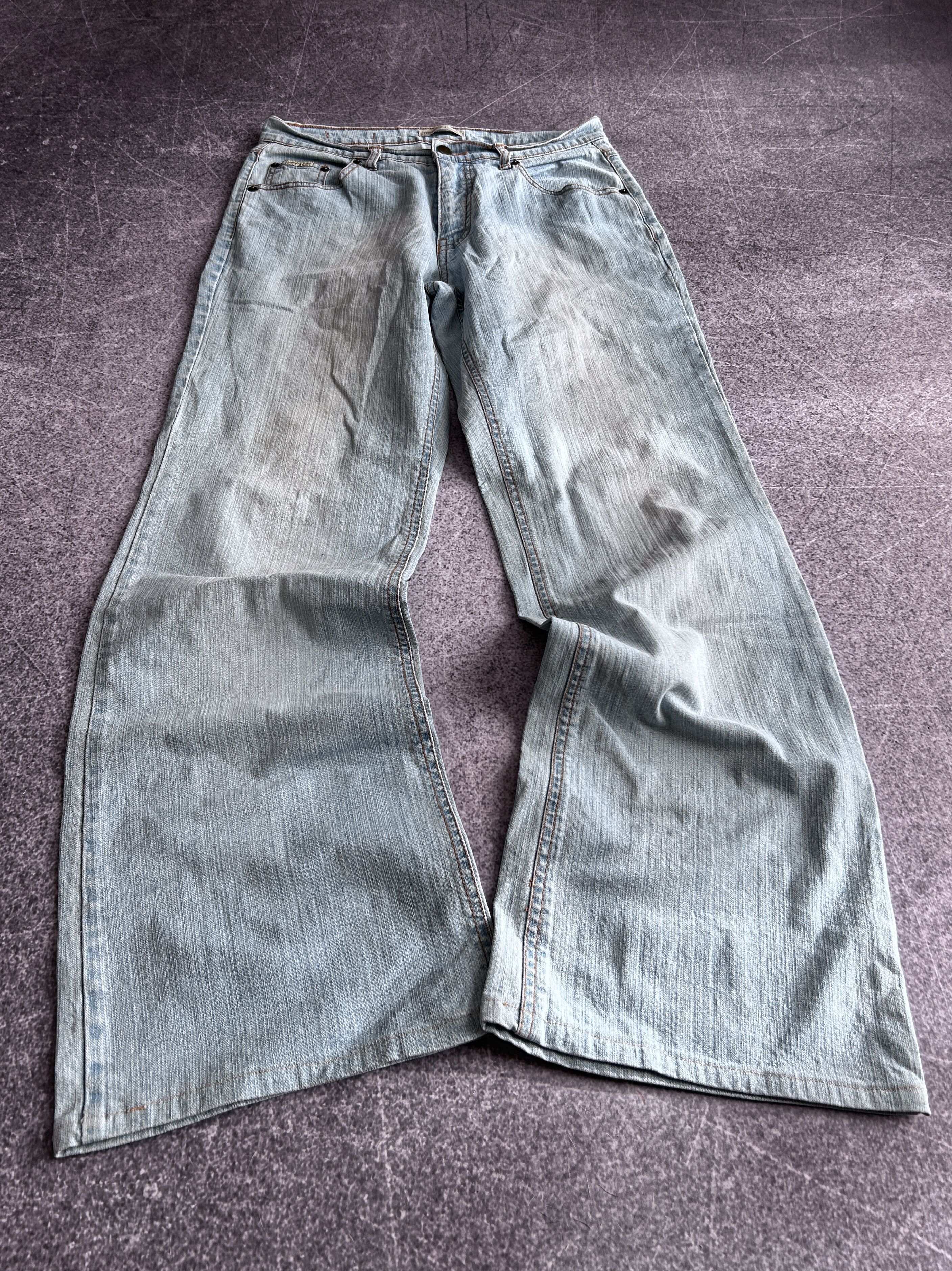 Designer VTG FLARED RICK OWENS STYLE STONE WASHED JEANS 90S Size US 30 / EU 46 - 1 Thumbnail