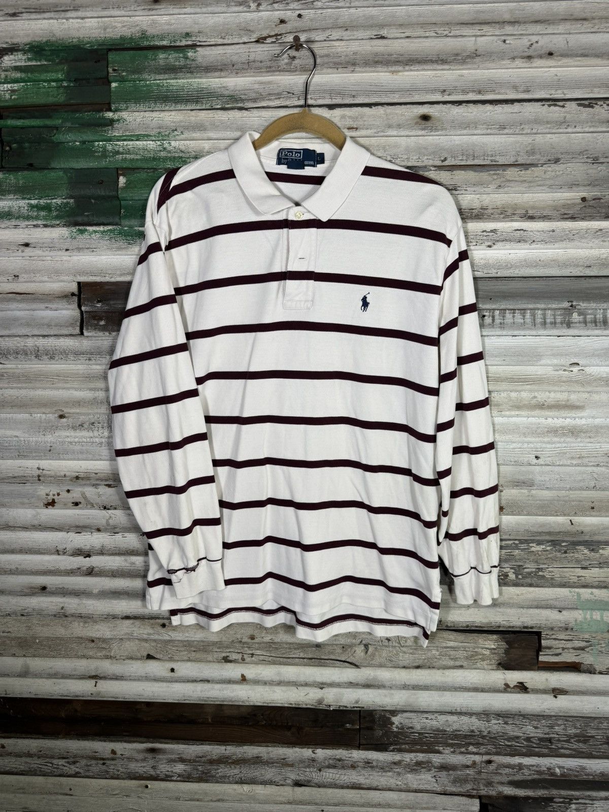 Polo Ralph Lauren × Vintage Vintage Polo Ralph Lauren Striped Rugby Size US L / EU 52-54 / 3 - 1 Thumbnail