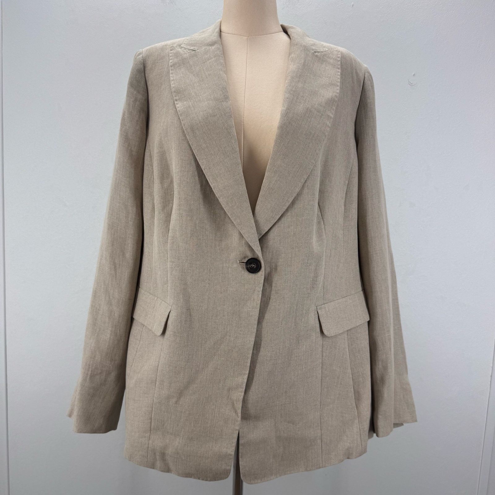 Marina Rinaldi Marina Rinaldi Linen Beige Blazer Jacket Plus sz 22 Neutral Size 3XL / US 20-22 - 1 Thumbnail