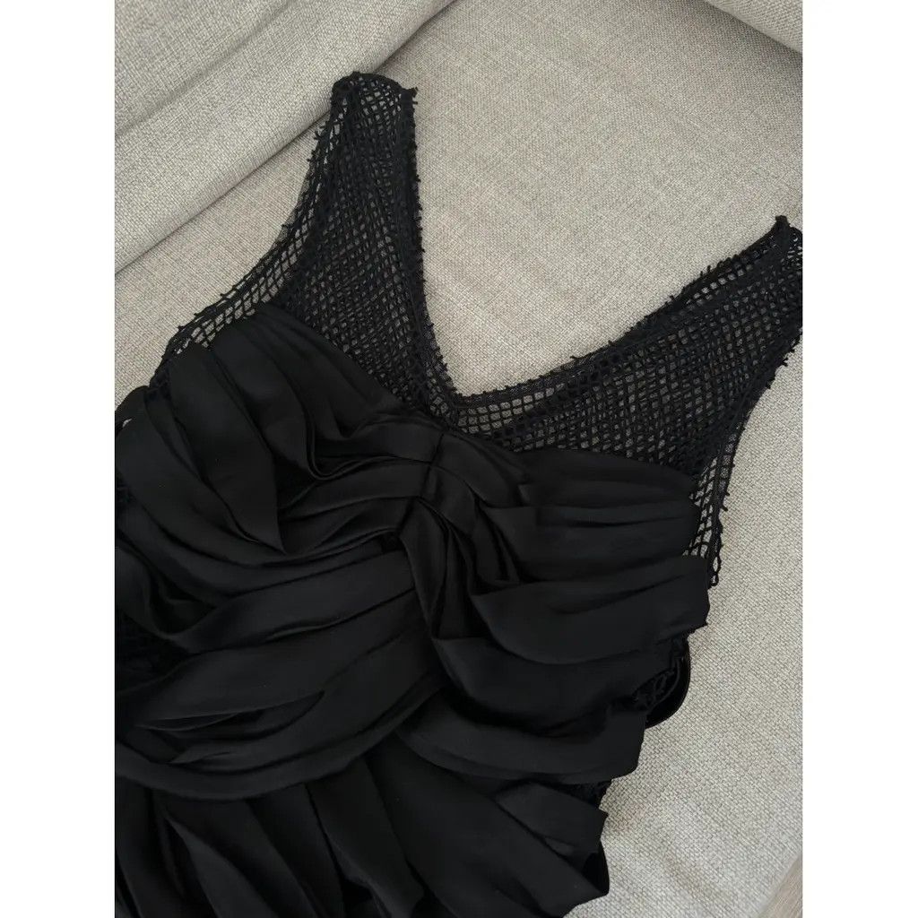 Louis Vuitton Louis Vuitton Black Silk Pleated Cocktail Mini Dress FR40 Size M / US 6-8 / IT 42-44 - 3 Thumbnail