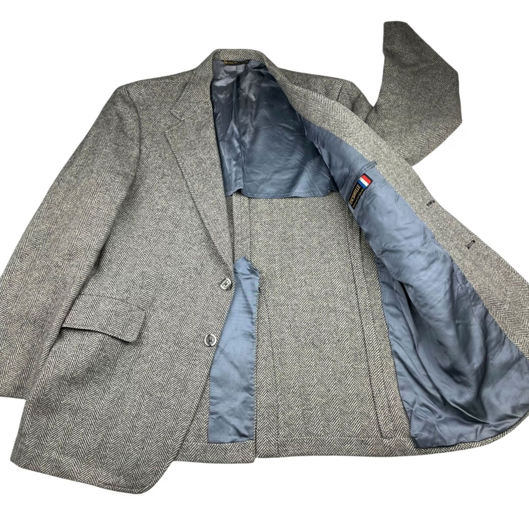 Hart Schaffner Marx VINTAGE Hart Schaffner Marx Blazer Wool Tweed Gray Herringbone Men's Two-Button 44R Size 44R - 3 Thumbnail