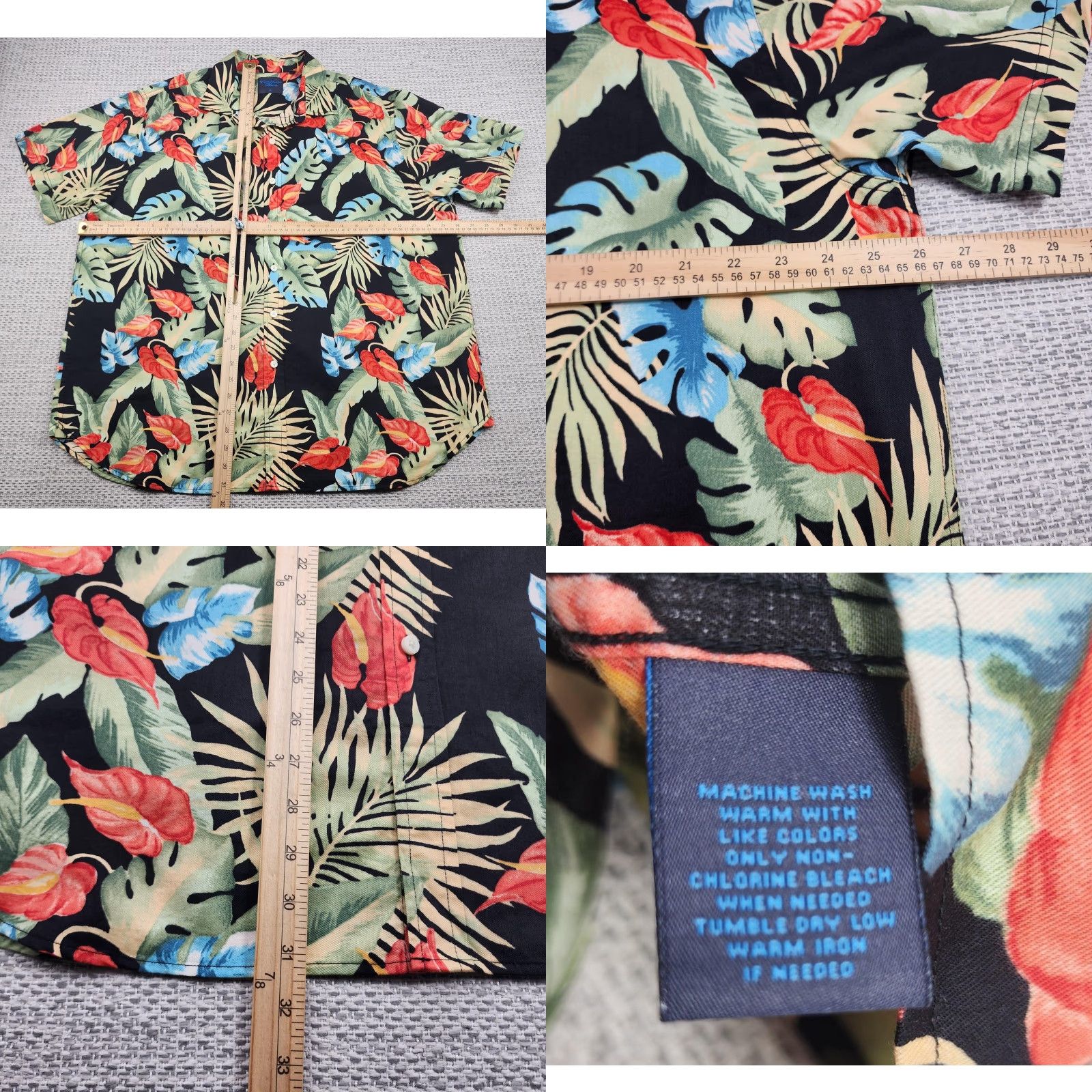 Vintage VINTAGE Caribbean Blues Shirt Mens XL Black Hawaiian Aloha Button Up Tropical Floral Shirt Size US XL / EU 56 / 4 - 8 Thumbnail