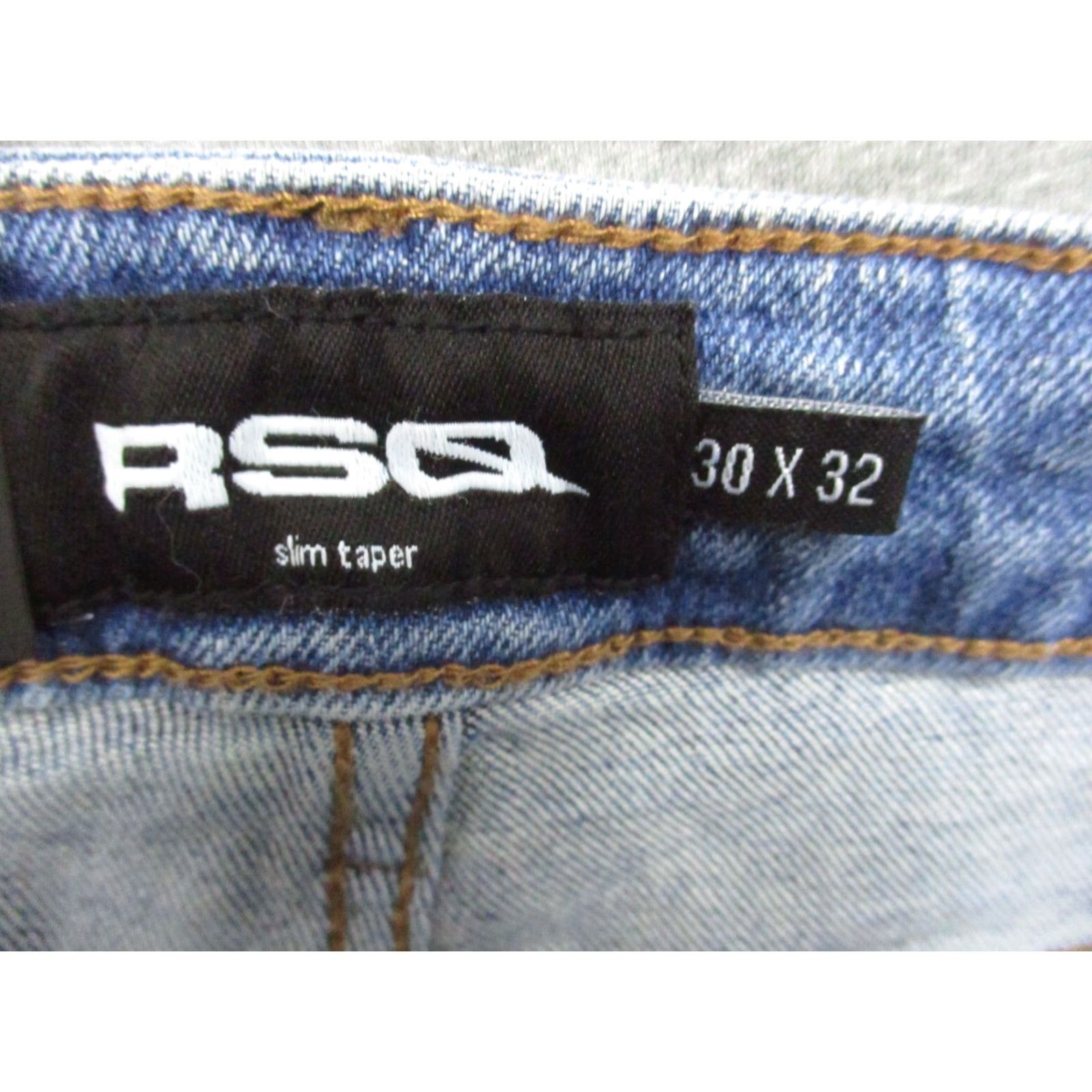 Rsq RSQ JEANS Slim Taper Flex Denim Jeans 30x32 Blue Mens Regular 30 Slim 5-Pocket Logo Zipper Distressed Denim Blue Brand New Tags Size US 30 / EU 46 - 5 Thumbnail