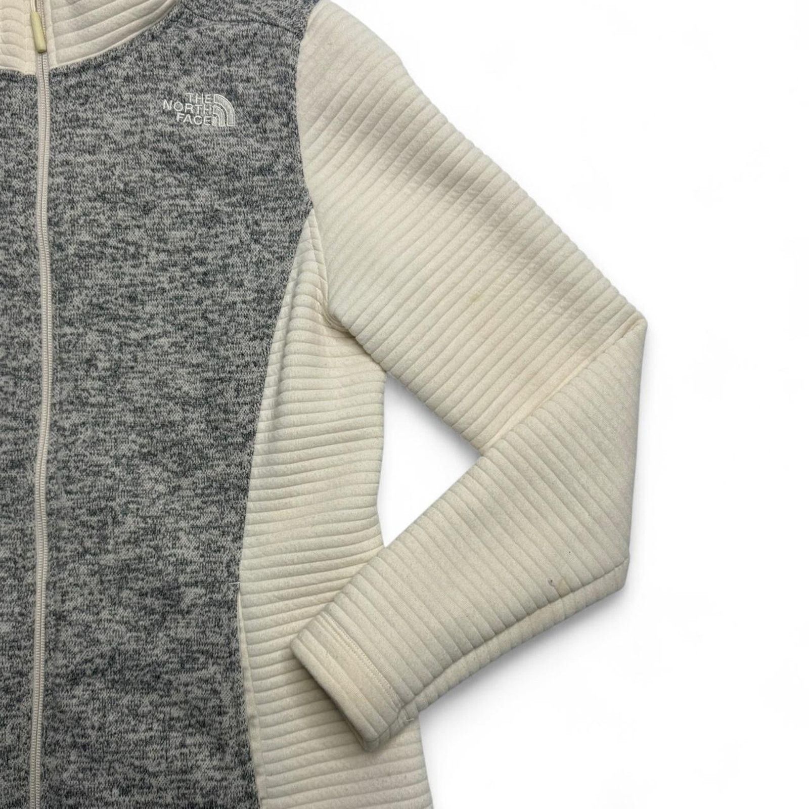 The North Face The North Face Cream Gray Knit Fleece Full Zip Jacket Medium Size M / US 6-8 / IT 42-44 - 6 Thumbnail