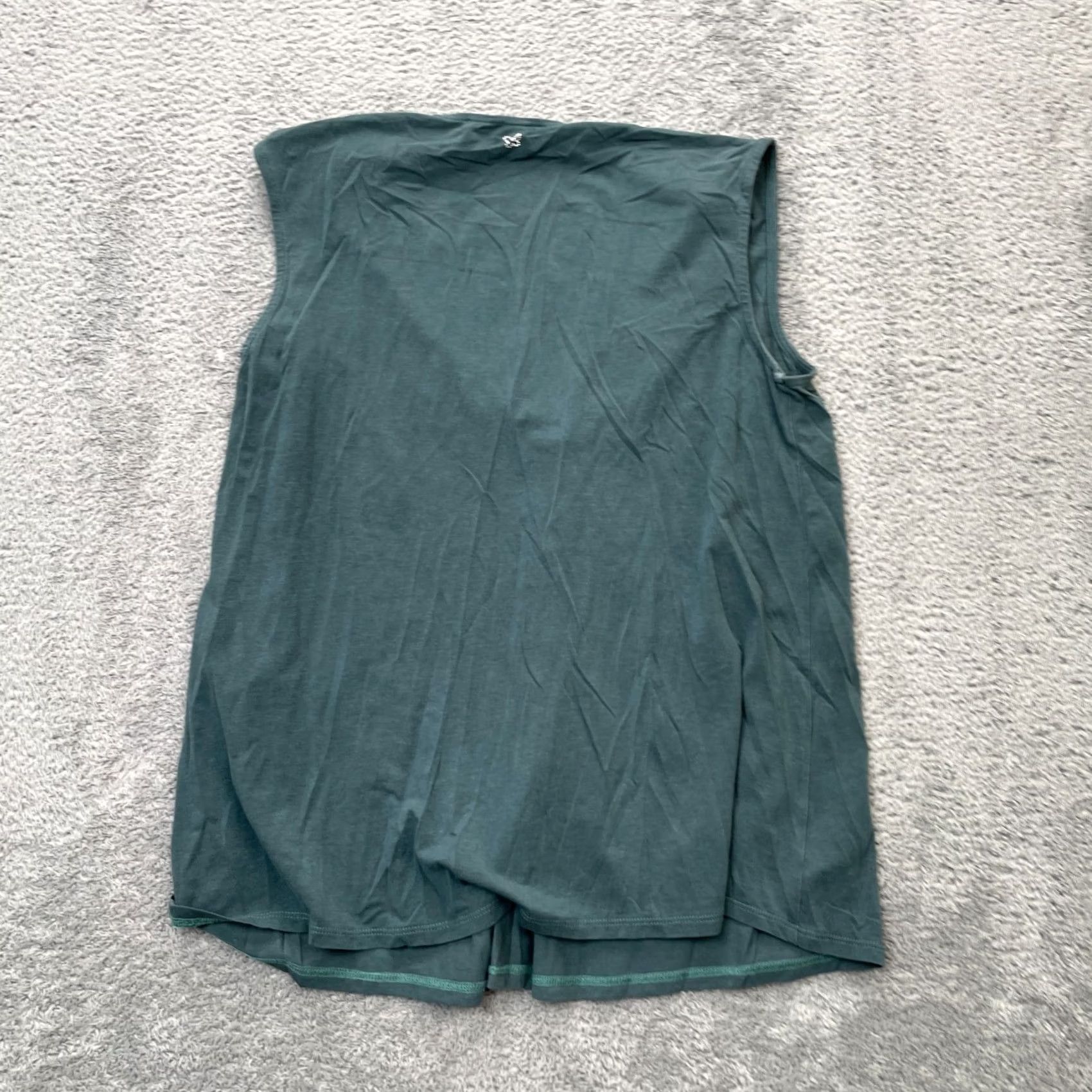 Max Mara Max Mara Weekend Top Womens M Green Blouse V-Neck Sleeveless Cotton Spandex Pleated Casual Workwear Shirt Size M / US 6-8 / IT 42-44 - 2 Thumbnail