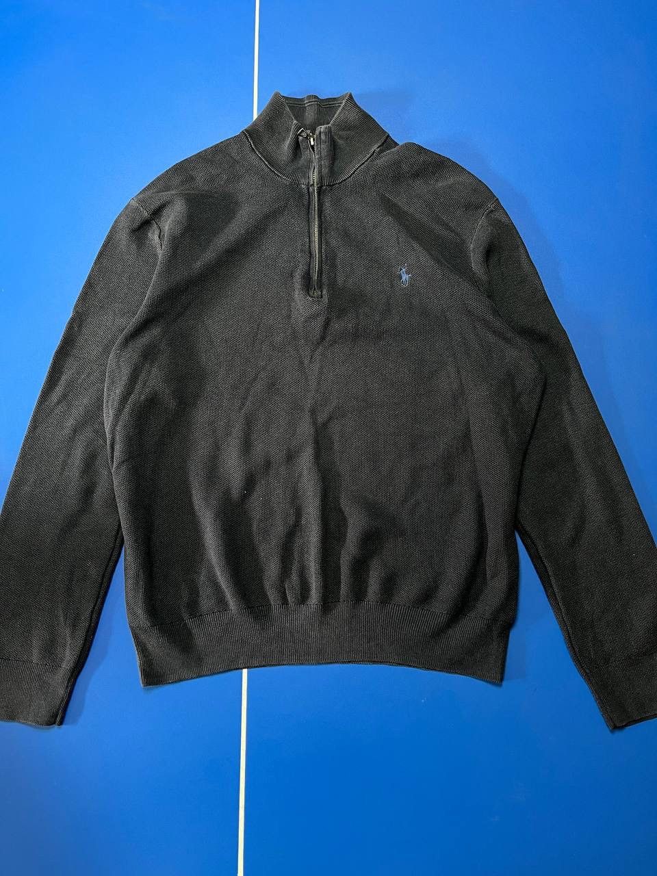 Polo Ralph Lauren Polo Ralph Lauren 1/4 Zip Pullover Sweater Grey Black Cotton Size US L / EU 52-54 / 3 - 1 Thumbnail