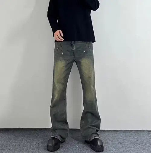 Japanese Brand × Jean Vintage distressed studded wide-leg jeans Size US 34 / EU 50 - 1 Thumbnail
